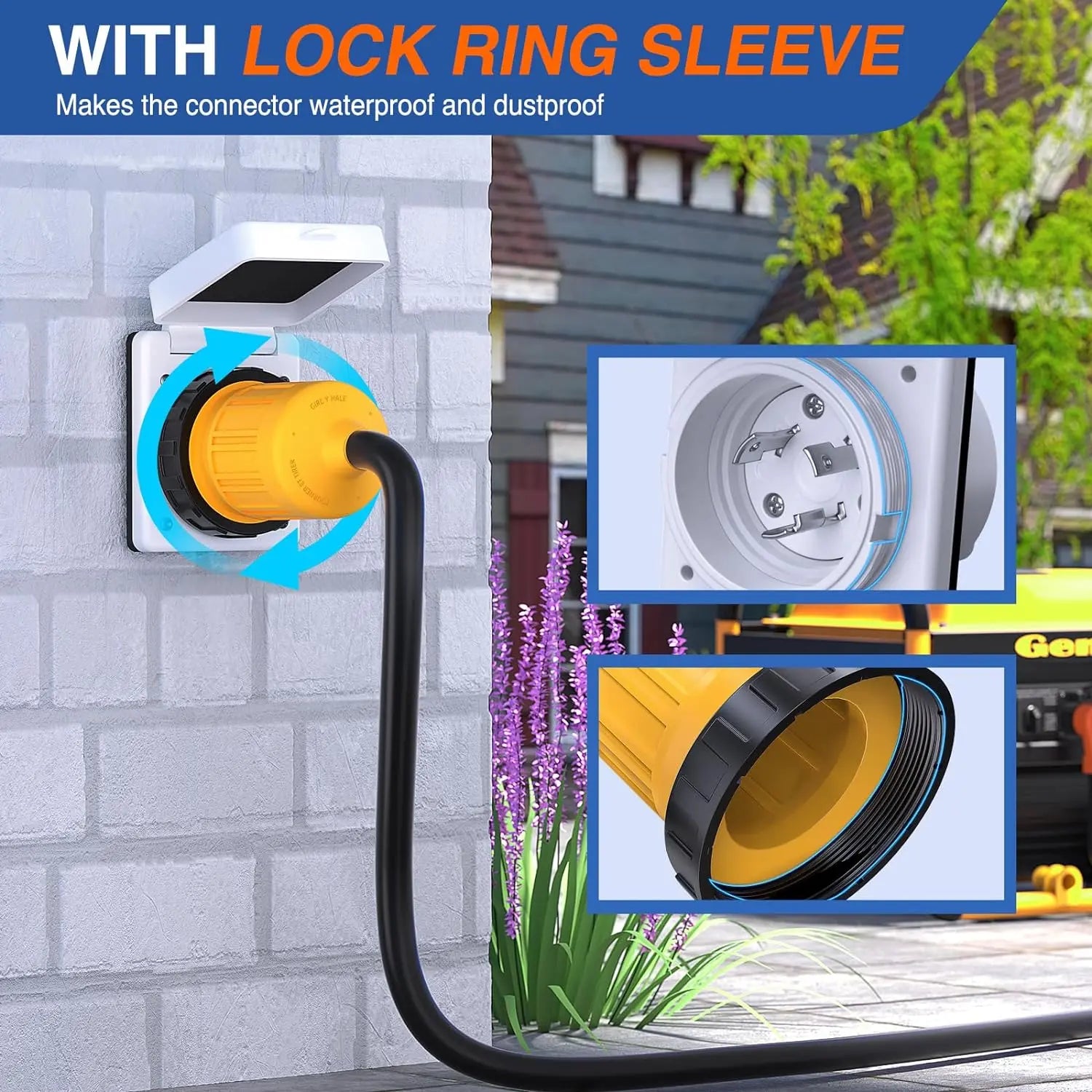 30AMP RV Power Cord Plug Inlet Cover - Twist Lock Ring for Outdoor Camping & RV Electrical Safety