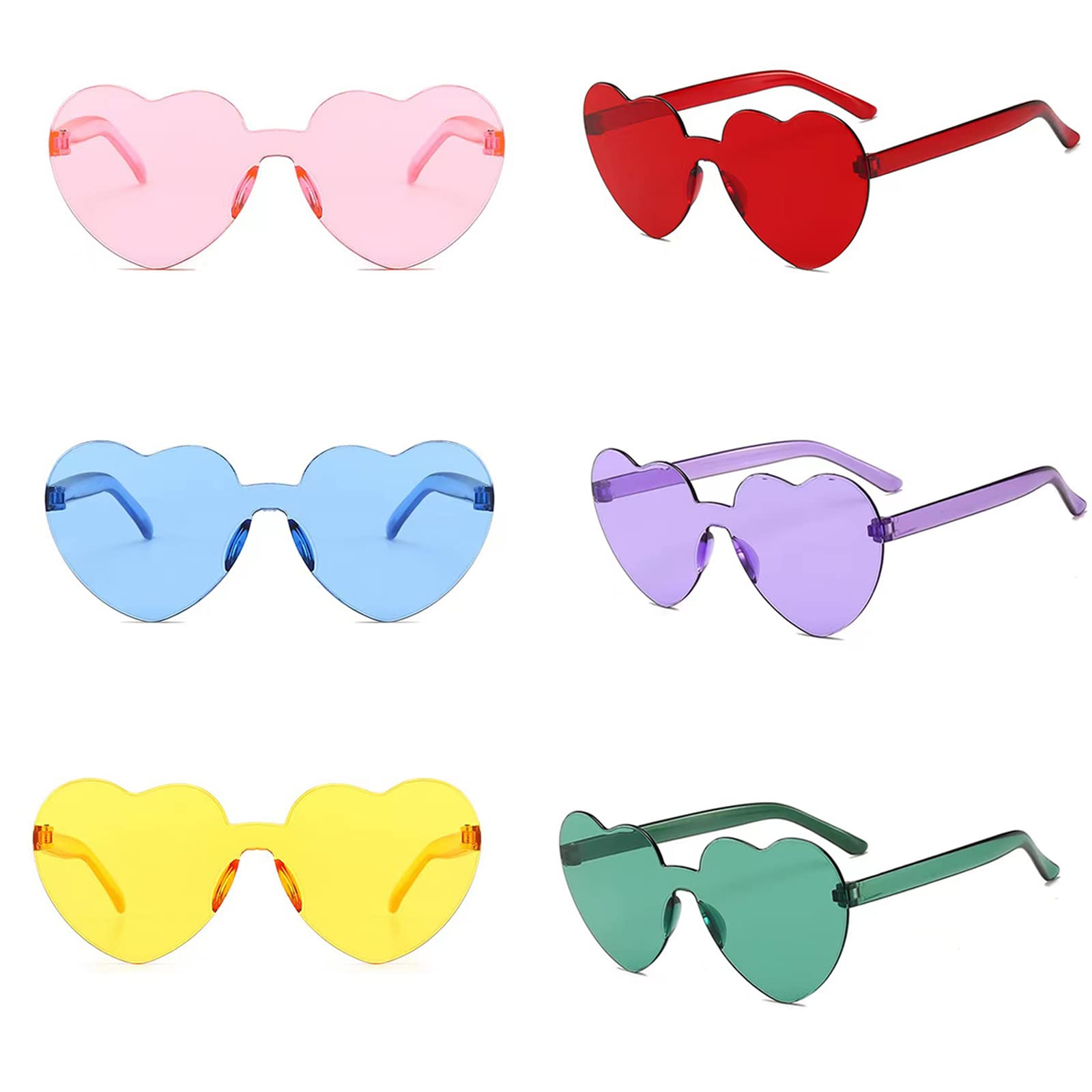 Heart-Shaped Sunglasses for Parties & Costumes - 6 Pack Fun Novelty Photo Props for Kids & Adults - Perfect for Beach, Birthday, Festival & Dress-Up Events