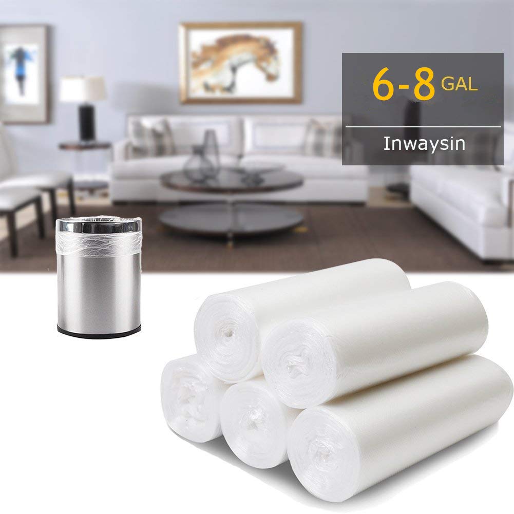 30 Liter Kitchen Trash Bags (200 Count, 4 Rolls) - 21.6 x 23.6 Inch Clear White Heavy Duty Garbage Bags for 8 Gallon Trash Cans | Perfect for Home, Office, Kitchen & Bathroom Waste Disposal