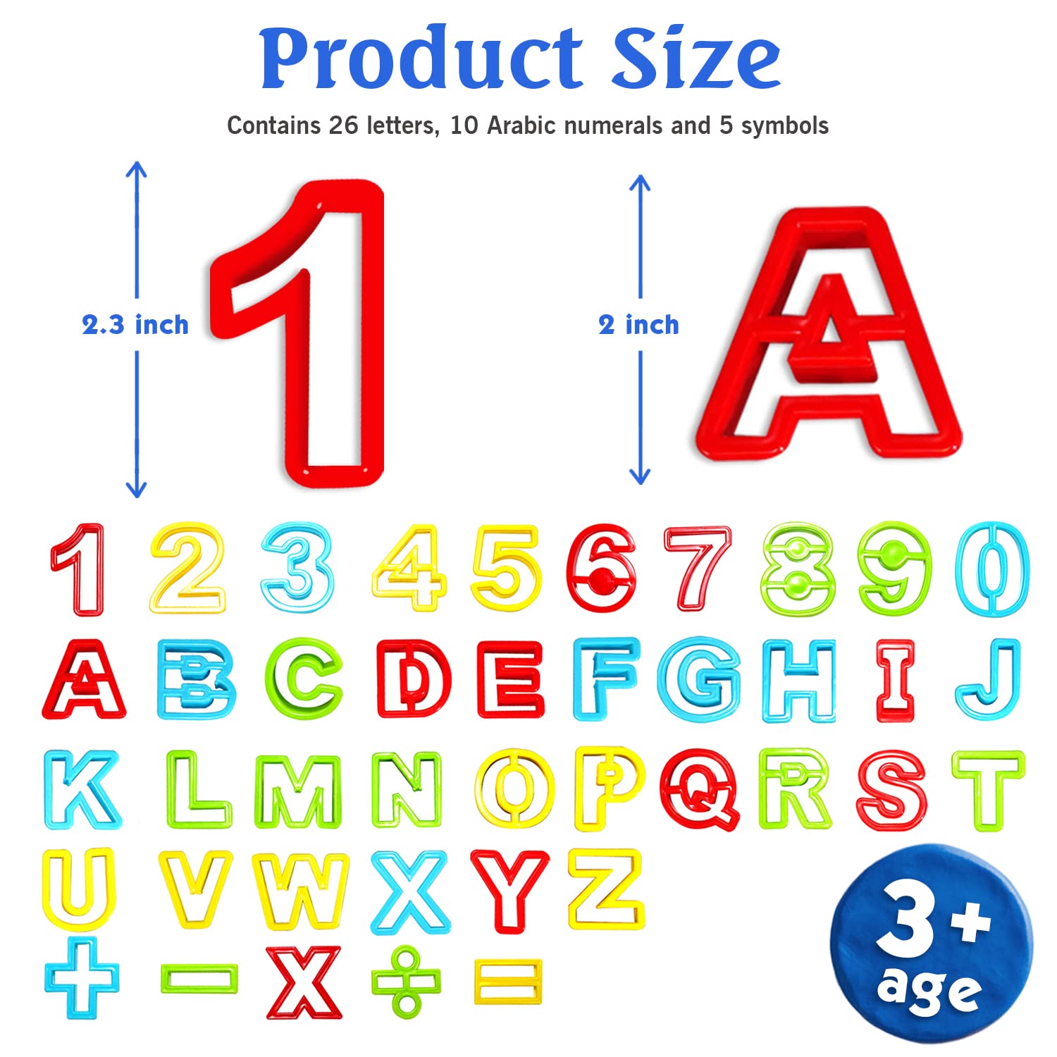 Alphabet & Numbers Dough Cutter Set - 41 Piece Cookie Cutter Kit (1.5