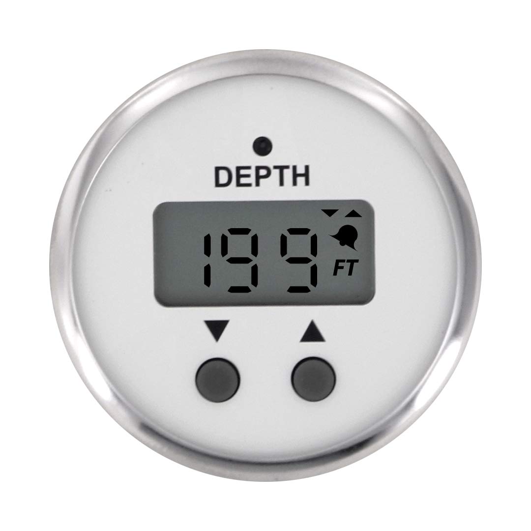 Veethree ANZ Depth Sounder with 25ft Hose & White Sterling Transducer - Marine Depth Finder for Boating, Fishing, and Water Navigation