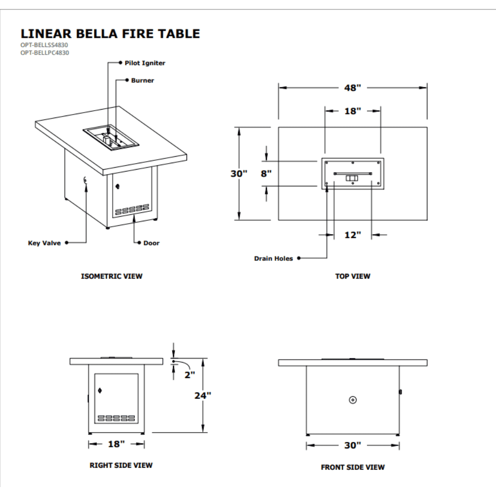 Bella Linear Metal Outdoor Fire Table - Modern Patio Heater for Backyard, Deck, or Garden - Perfect for Outdoor Gatherings & Relaxation