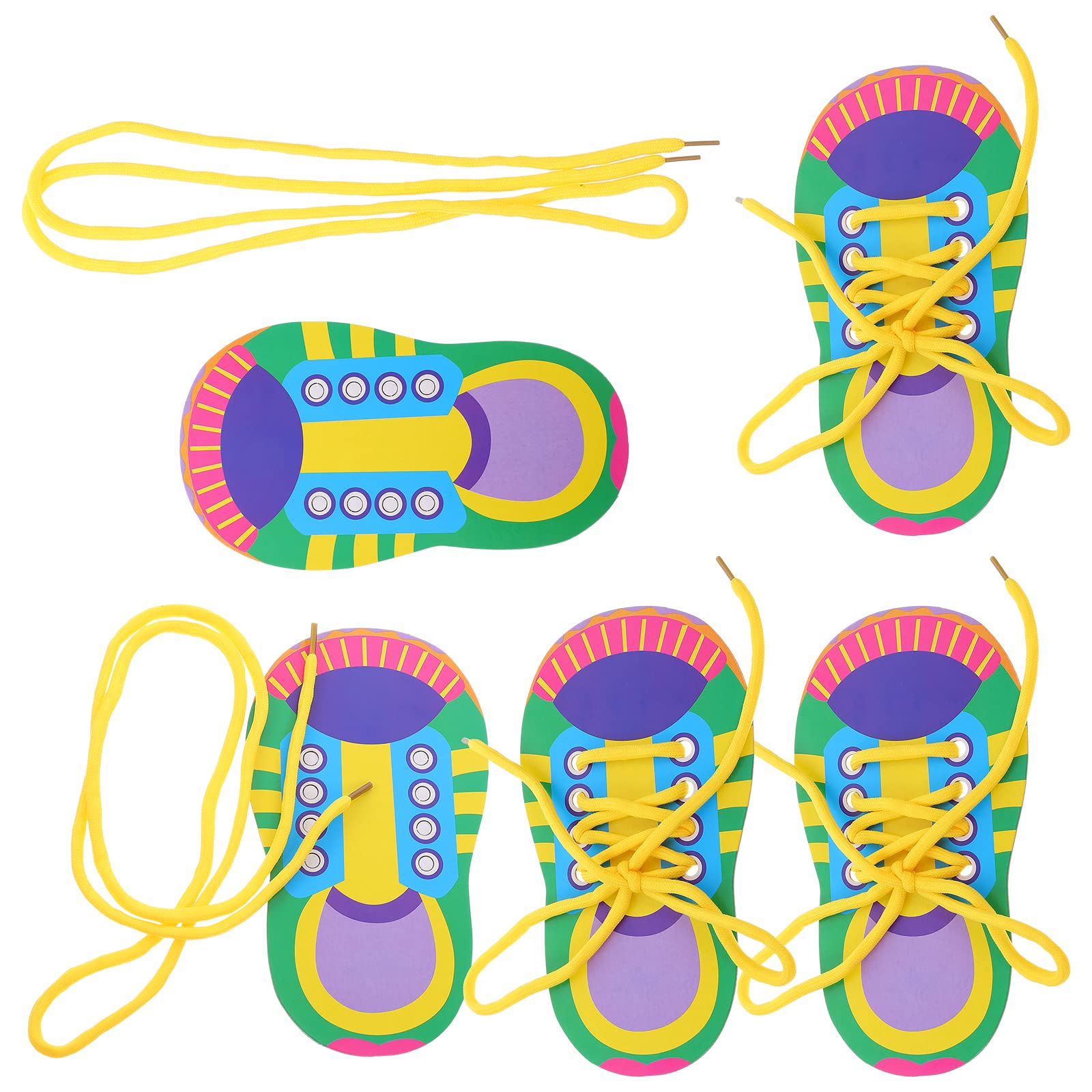 NUOBESTY Kids Learn to Tie Shoelaces Toy - 5 Sets Fine Motor Skills Teaching Toys for Toddlers & Preschoolers - Early Educational Lacing Activity for Shoe Tying Practice at Home or School