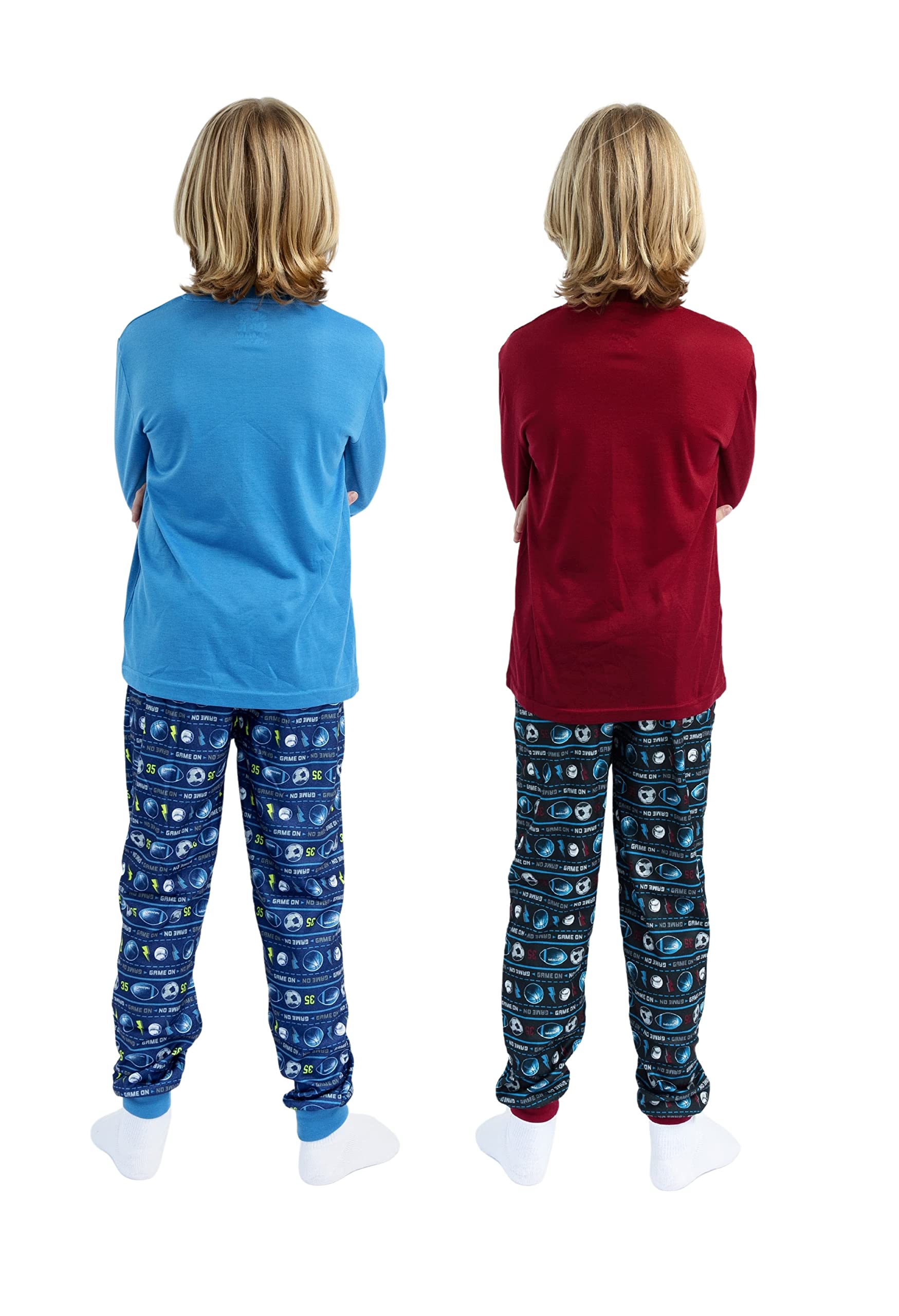 Boys' 4-Piece Pajama Set - Long Sleeve Sleep Shirts & Soft Pajama Pants | Cozy Cotton Sleepwear for Kids | Perfect for Bedtime, Lounging & Sleepovers
