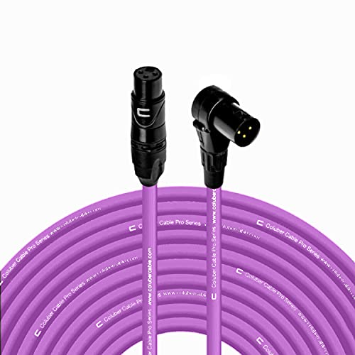 Professional 100ft Purple XLR Cable Female to Right Angle XLR Male - Balanced 3-Pin Microphone Connector for Powered Speakers, Audio Interface & Mixer - Perfect for Live Performances, Studio Recording & DJ Setups