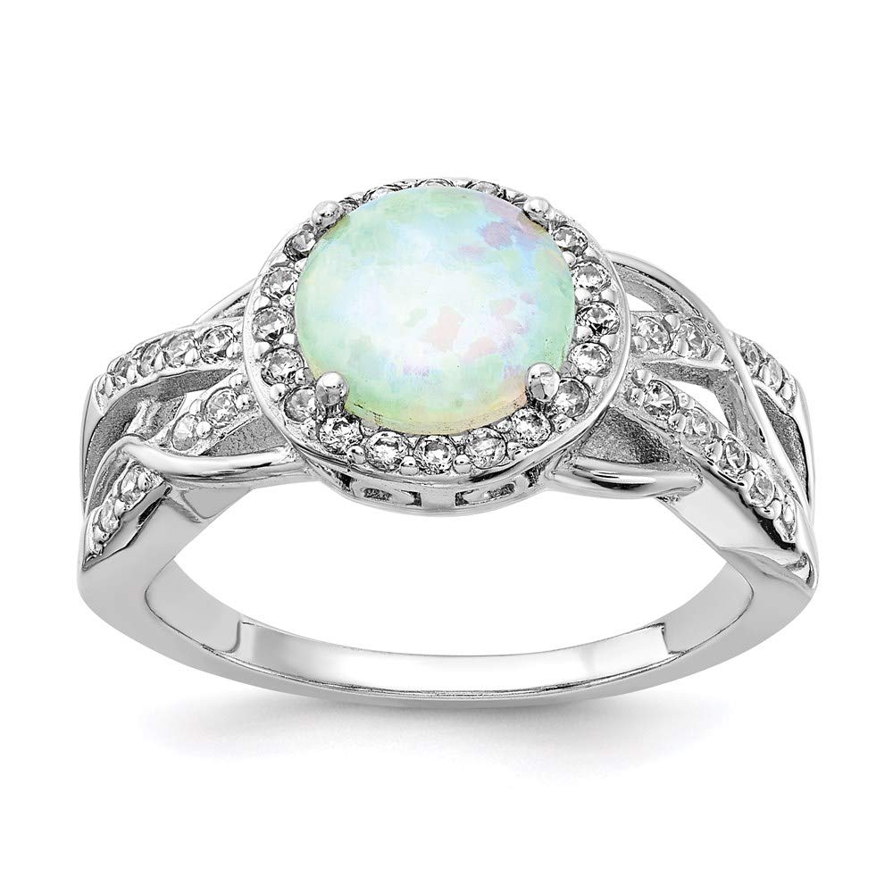 925 Sterling Silver Twisted Ring with Cubic Zirconia & Lab-Created Opal - Elegant Women's Fine Jewelry Gift for Her | Perfect for Anniversaries, Birthdays & Special Occasions