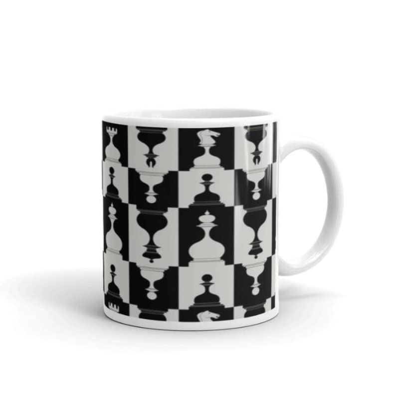 RISH Ceramic Coffee & Tea Mug 350ml with Chess Design - Perfect for Office, Home, or Gifts - Elegant Chess Name Printed Cup for Hot & Cold Beverages