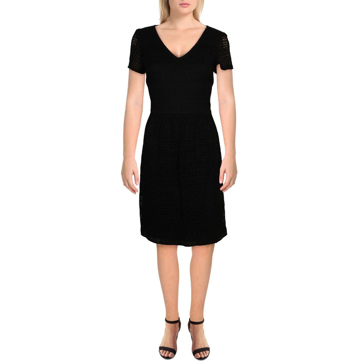 Lauren Ralph Lauren Women's Black Lace Midi Dress Size 6 - Elegant Cocktail Party & Wedding Guest Dress