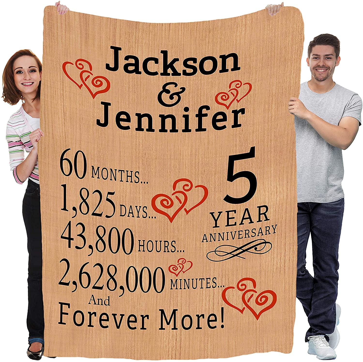 Personalized Anniversary Sign Gift for Couples - Custom Name & Year - Perfect for Wedding Anniversaries 1-60 Years