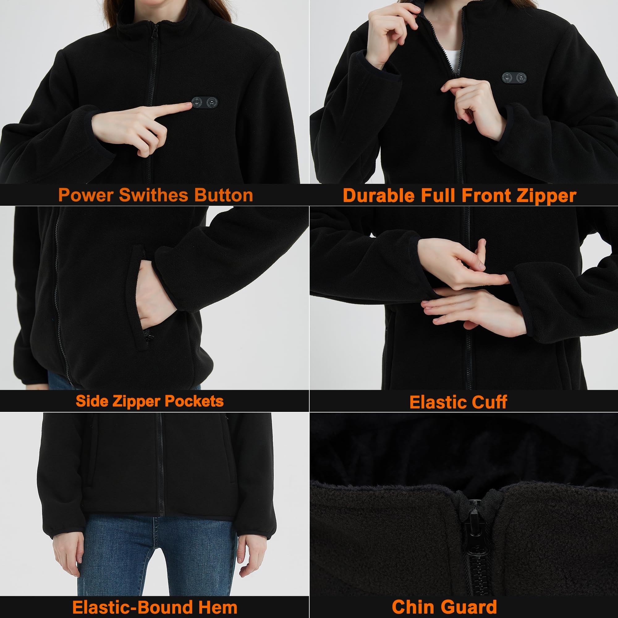 Women's Heated Jacket with Battery Pack - Rechargeable Electric Fleece Winter Coat with Detachable Hood for Outdoor Activities, Hunting & Cold Weather Wear
