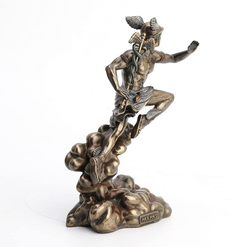 Veronese Design Hermes Greek God Statue - Bronze Finish Travel, Luck & Commerce Deity Sculpture for Home Decor, Office & Mythology Enthusiasts