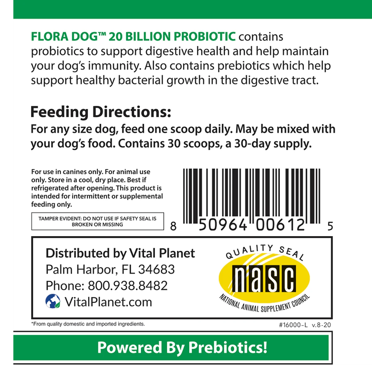 Flora Dog Probiotic 20 Billion CFU - Digestive Health Supplement for Dogs - Supports Gut & Immune System - Ideal for Sensitive Stomachs & After Antibiotics