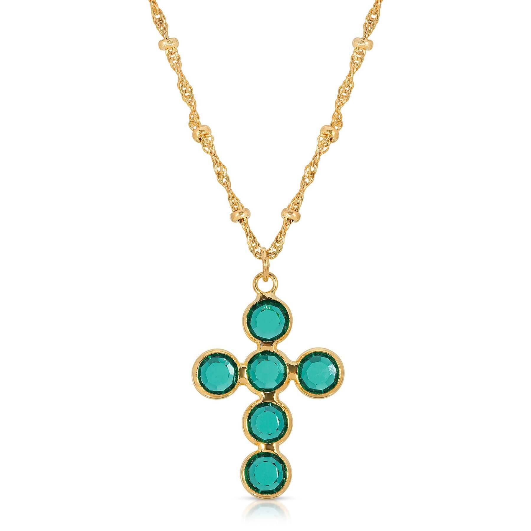 1928 Jewelry Austrian Crystal Cross Pendant Necklace - 20