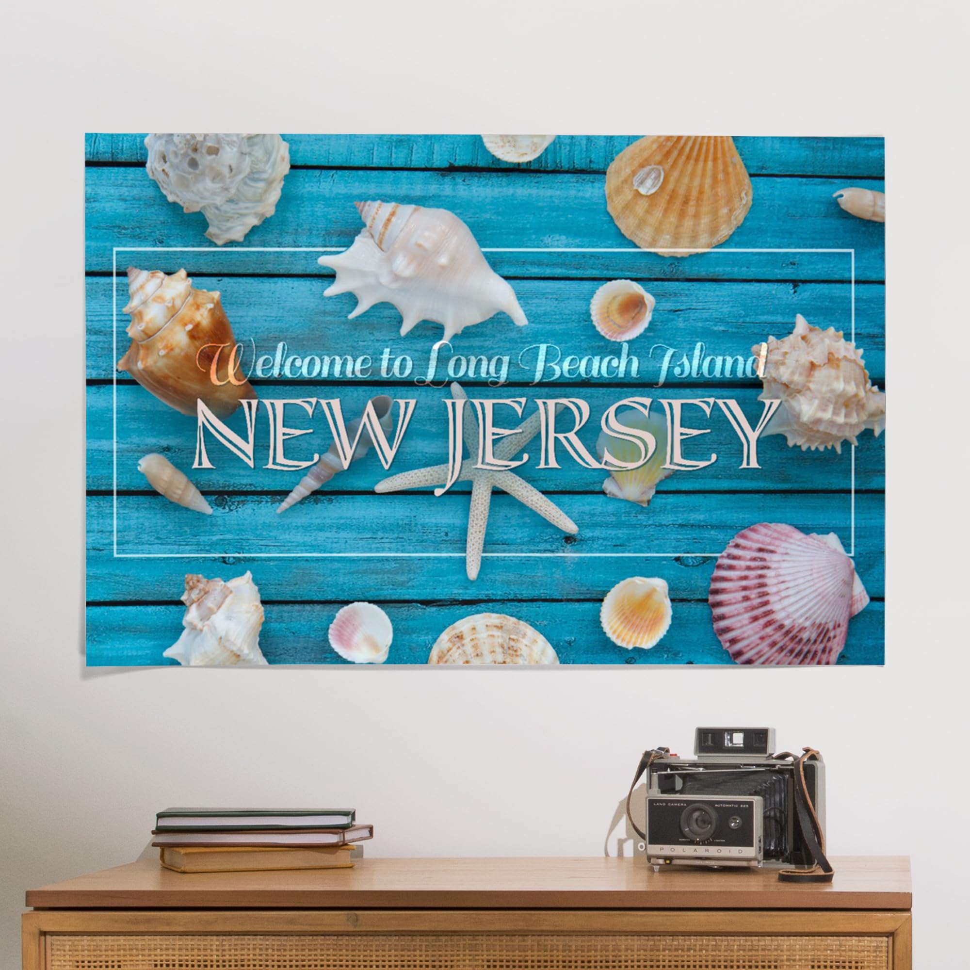 Lantern Press 24x36 Inch Giclee Art Print - Long Beach Island New Jersey Coastal Wall Decor | Welcome to Long Beach Island Seashells Beach House Art | Perfect for Living Room, Bedroom & Coastal Home Decor