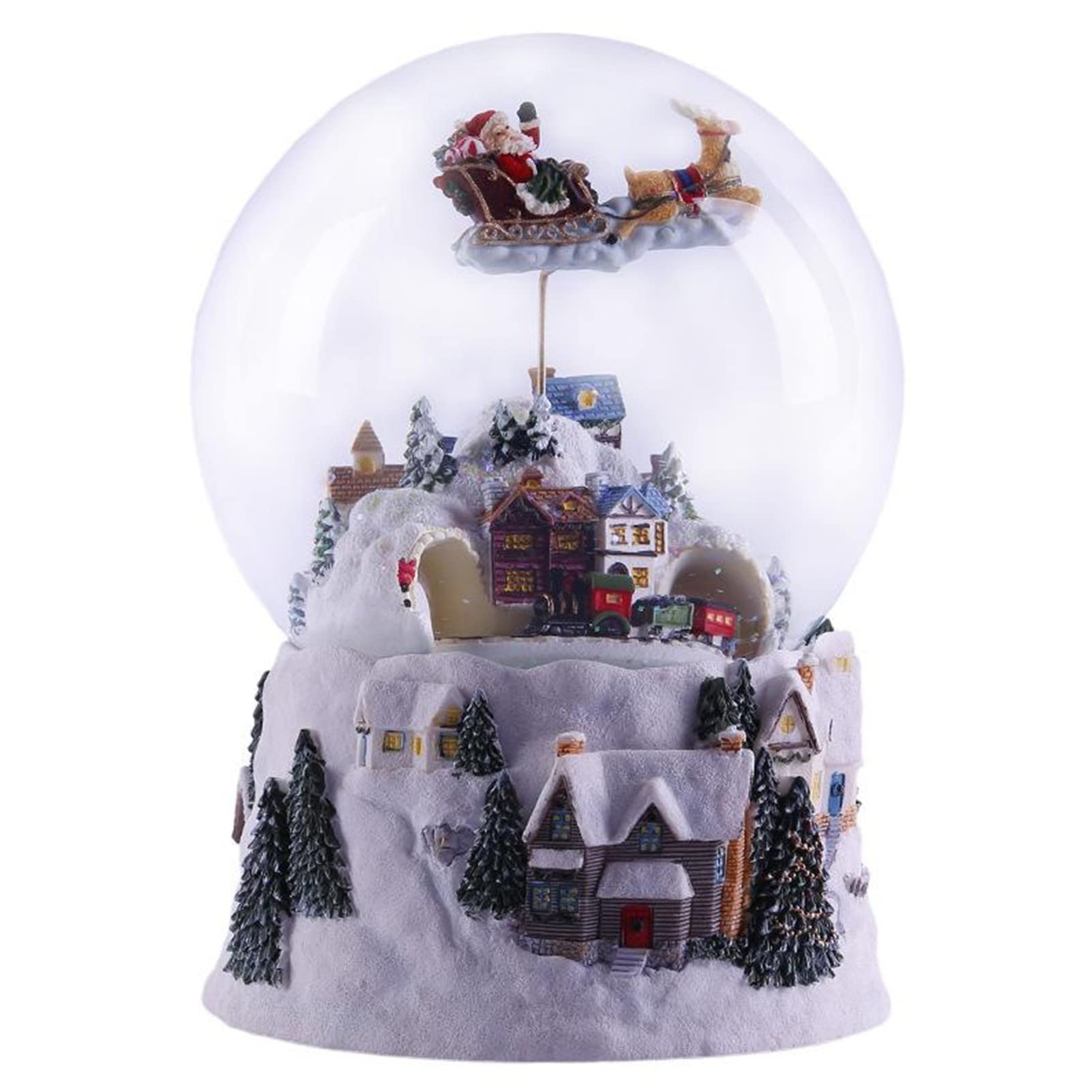 BZGKNUL Christmas Snow House Crystal Ball Music Box with Rotatable Train & Luminous Snow - Perfect Holiday Gift for Christmas, Birthday & Home Decor (White)