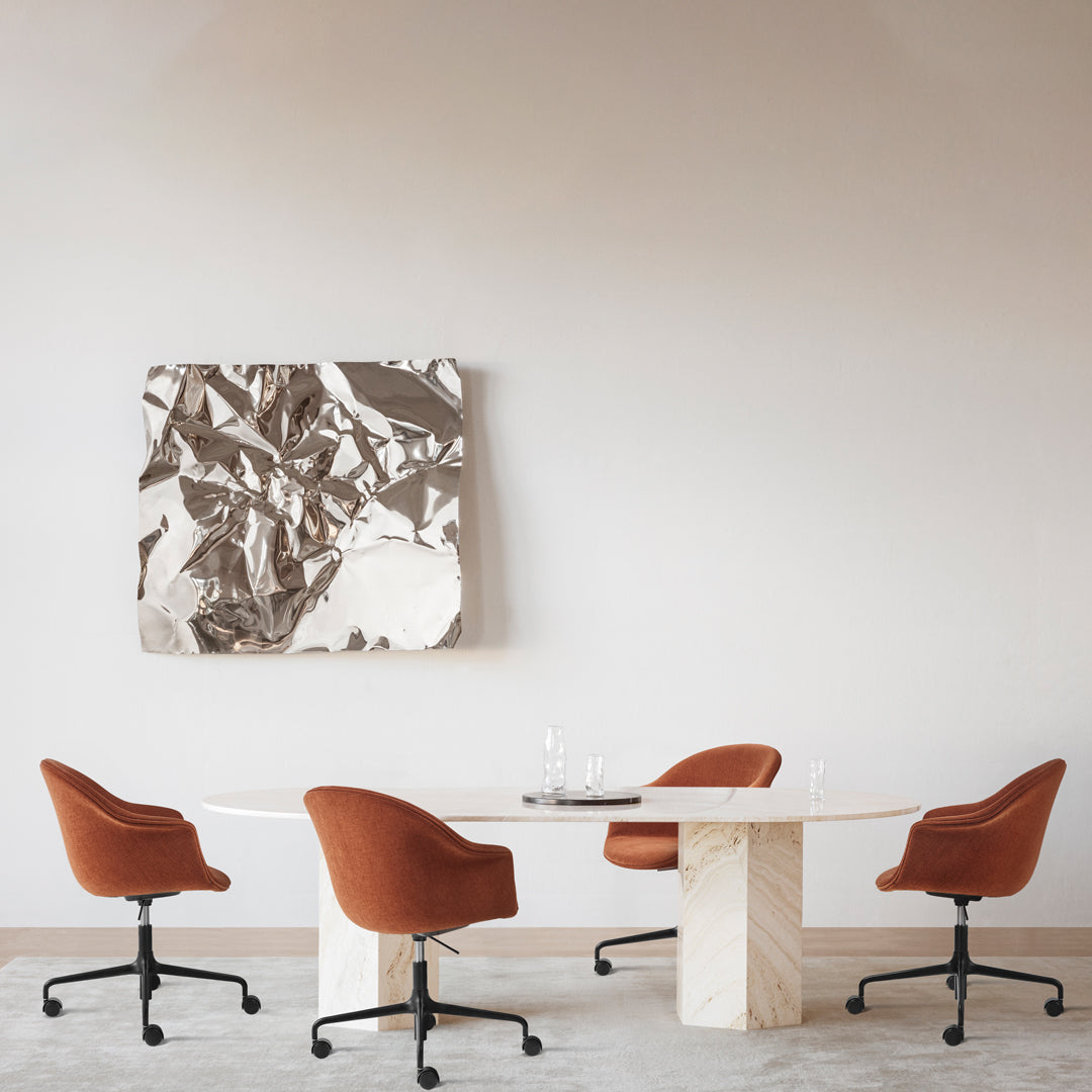 Bat Meeting Chair with 4-Star Base & Casters - Height Adjustable Fully Upholstered Office Chair for Conference Rooms, Home Offices, and Workspaces