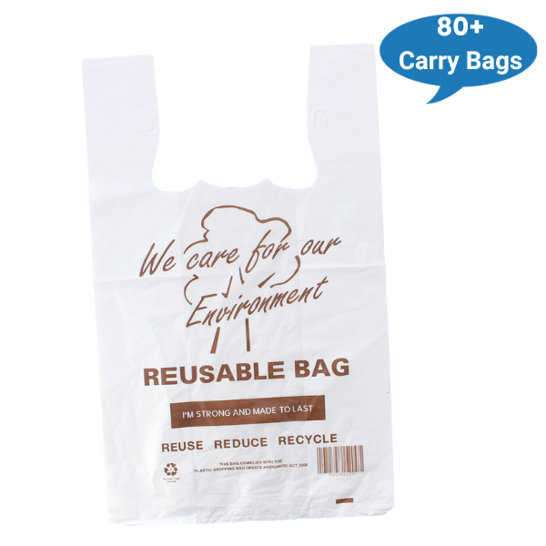 Eco-Friendly Reusable Printed Plastic Shopping Bags 35UM | Durable Grocery Tote Bags for Supermarket, Retail & Farmers Market Use