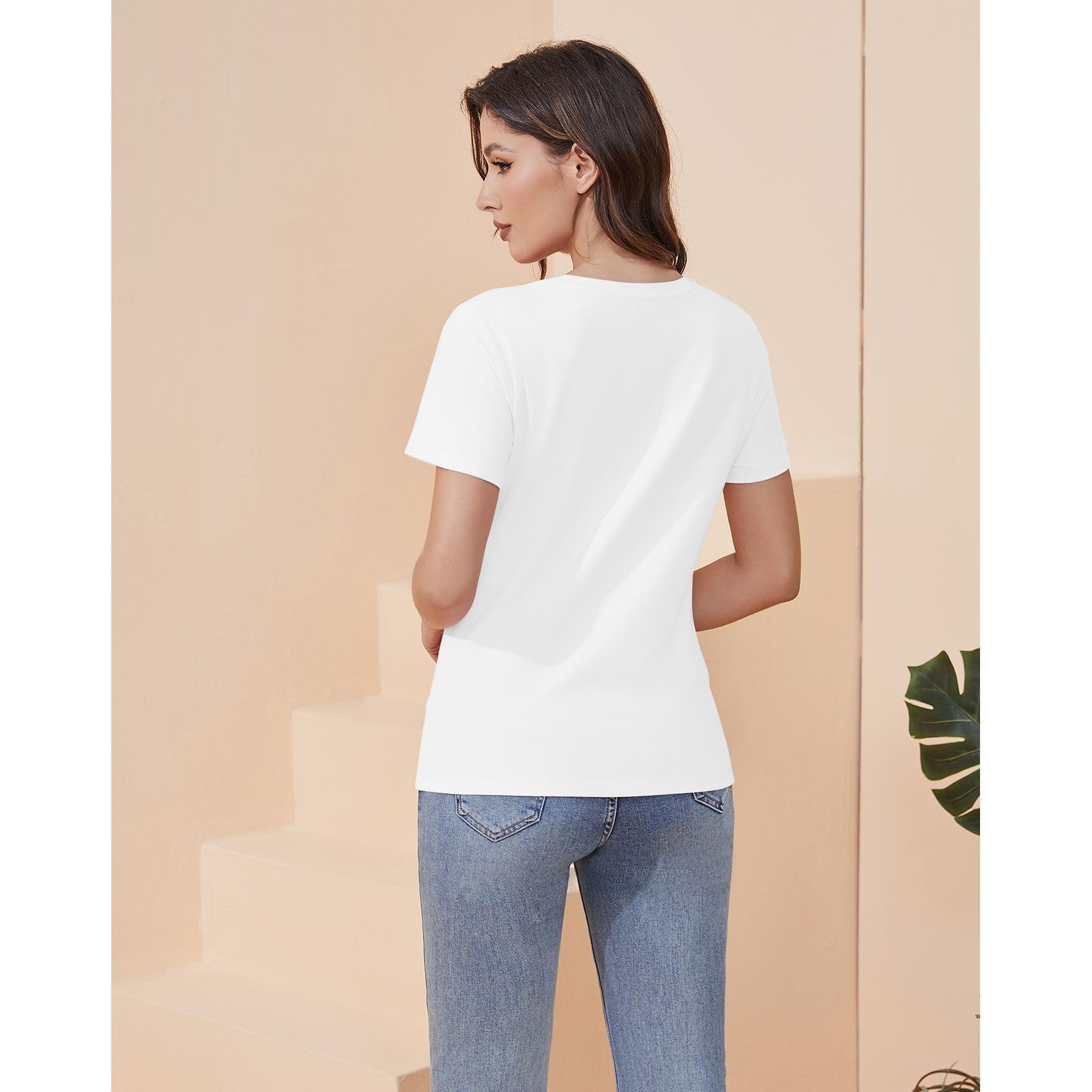 Women's Cotton Short Sleeve T-Shirt - Basic Crew Neck Tee, Plain Casual Top, Loose Fit for Everyday Wear, Summer Outfits & Lounge Comfort