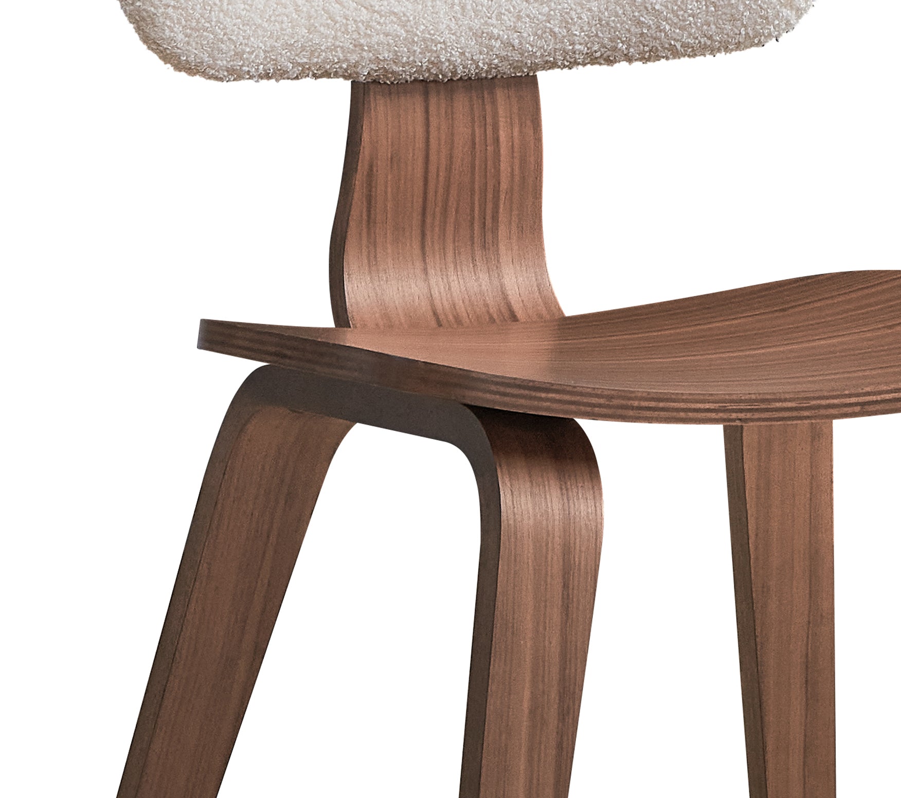 Casson White Boucle Fabric Upholstered Side Chairs with Walnut Finish - Set of 2 Modern Dining Chairs for Kitchen, Breakfast Nook or Small Space Decor
