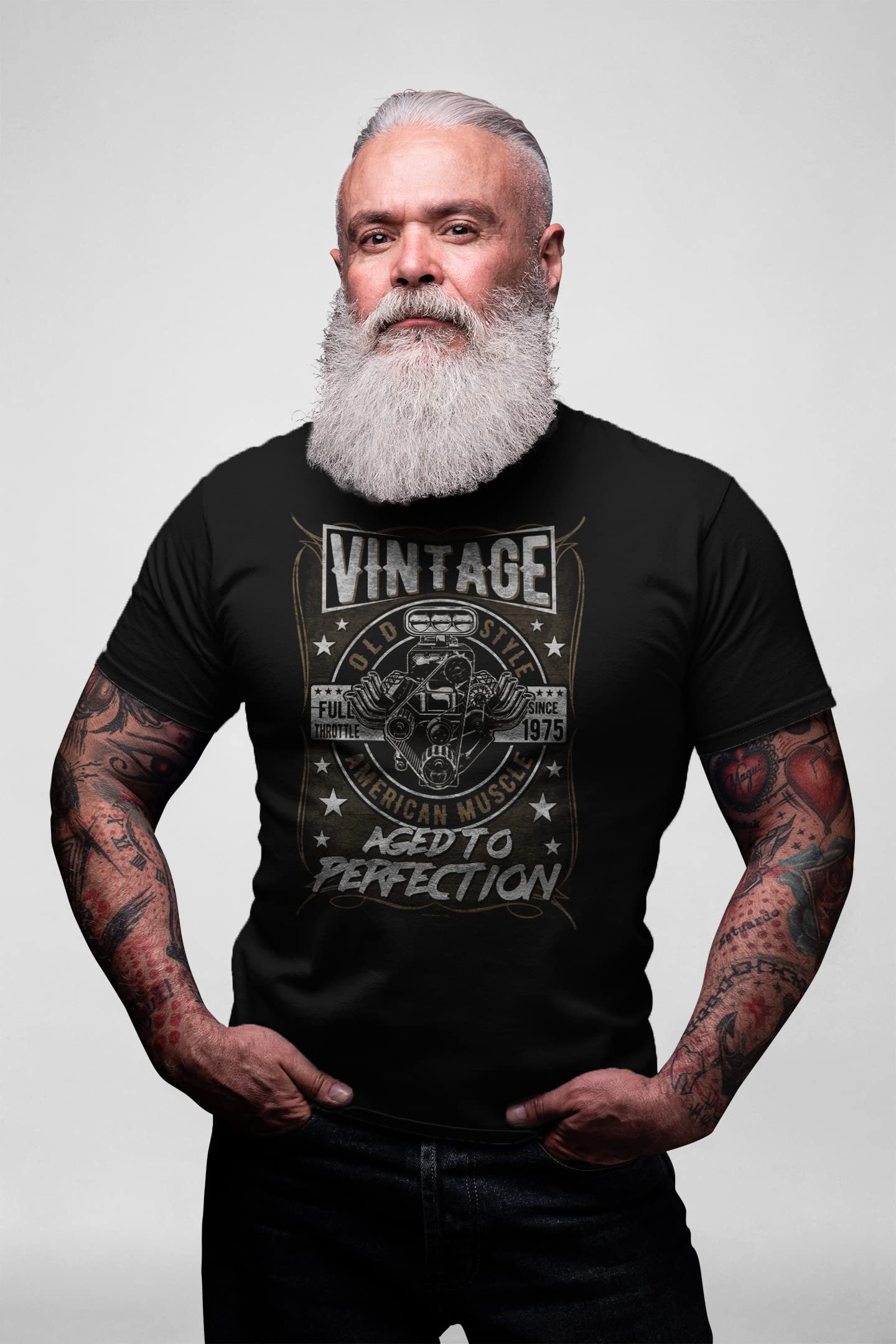 Vintage 1975 American Muscle 50th Birthday T-Shirt for Men - Cool 50th Birthday Gift Idea - Perfect for Parties, Celebrations & Retro Theme Events