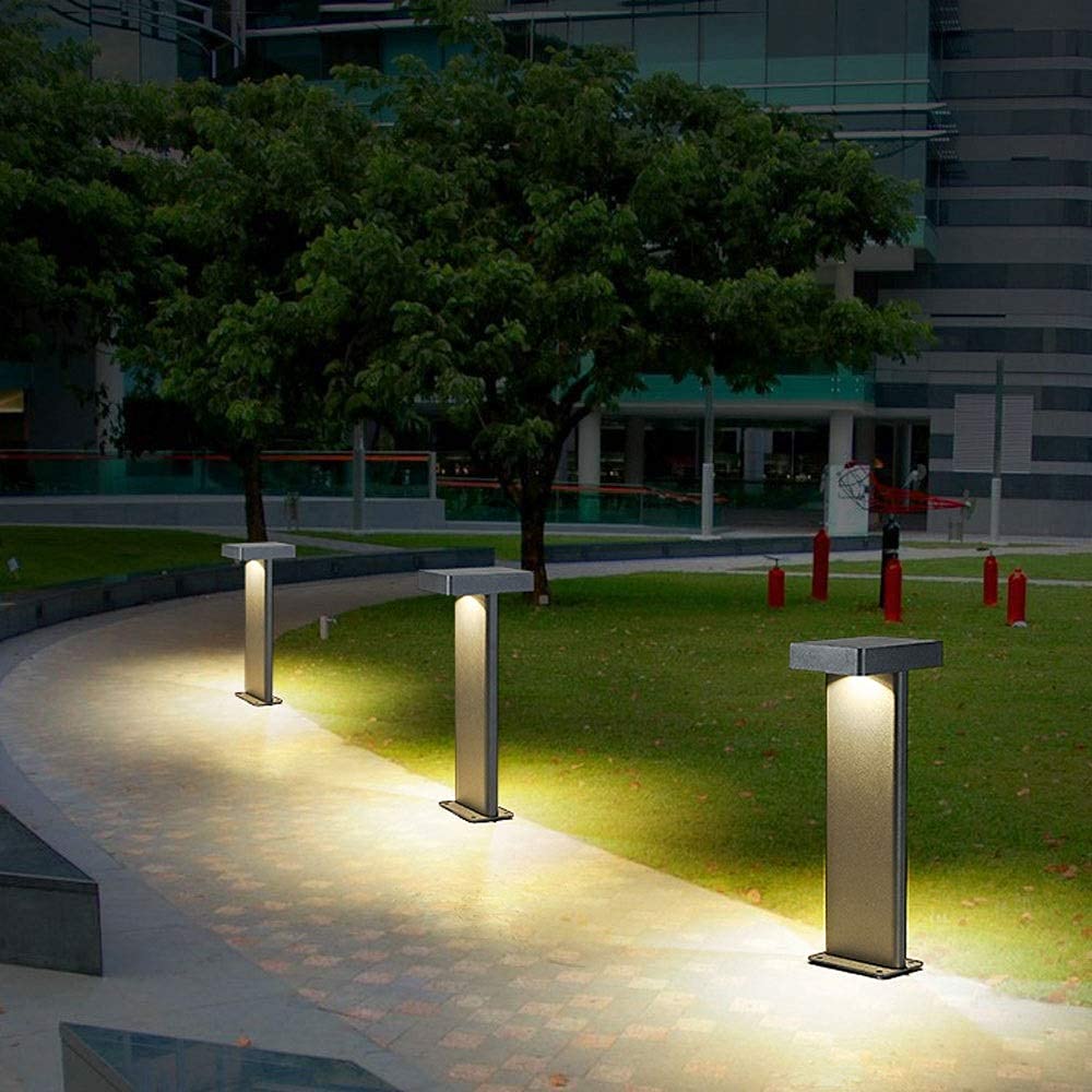 Solar Powered Waterproof LED Outdoor Lamp Post Lights - Square Modern Home & Garden Decoration, Energy Efficient Landscape Pole Lighting for Driveway, Patio, Walkway, Community Street Lighting