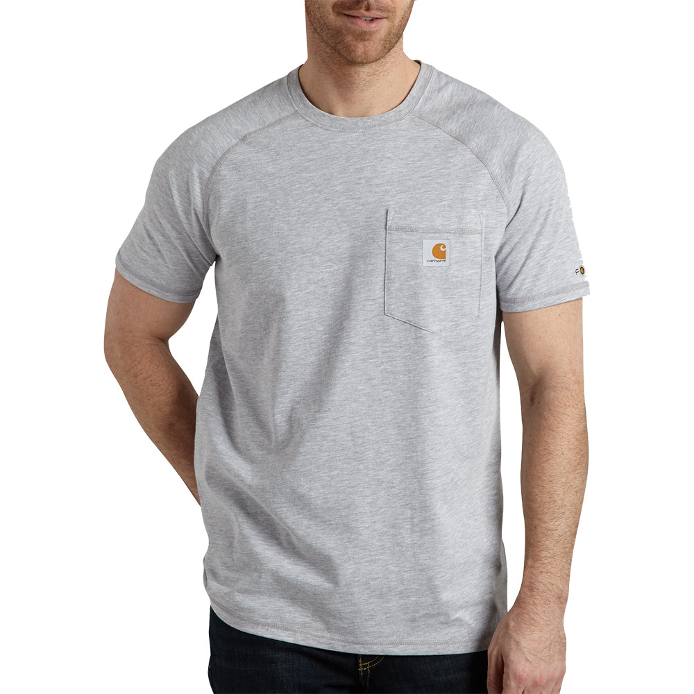 Carhartt Men's Force® Delmont Short Sleeve T-Shirt - Heather Grey | Durable Workwear for Construction, Outdoor & Casual Wear