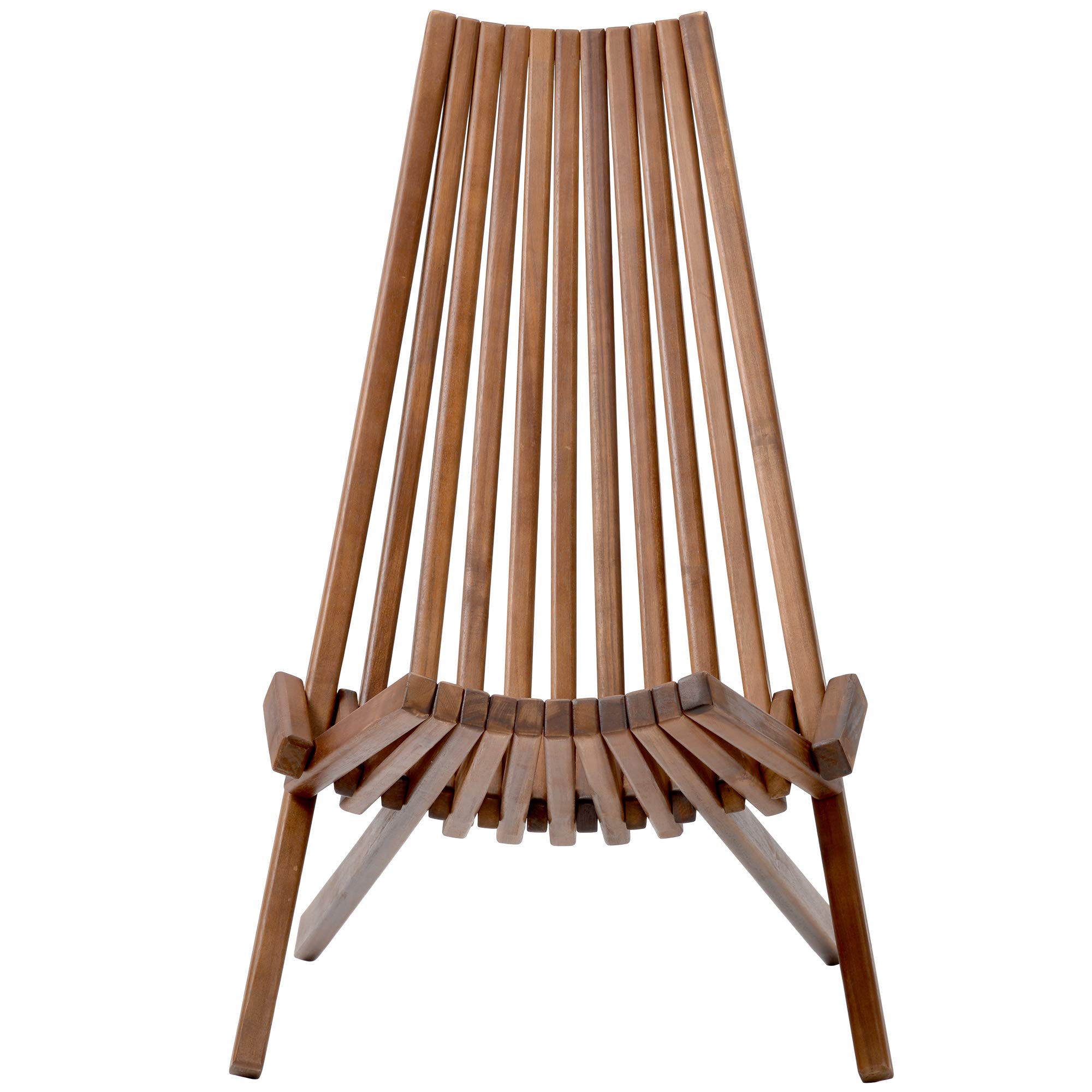 Folding Acacia Wood Outdoor Lounge Chair - Stylish Low Profile Patio, Porch, Lawn & Garden Furniture - Perfect for Backyard Relaxation, Poolside Lounging & Outdoor Entertaining