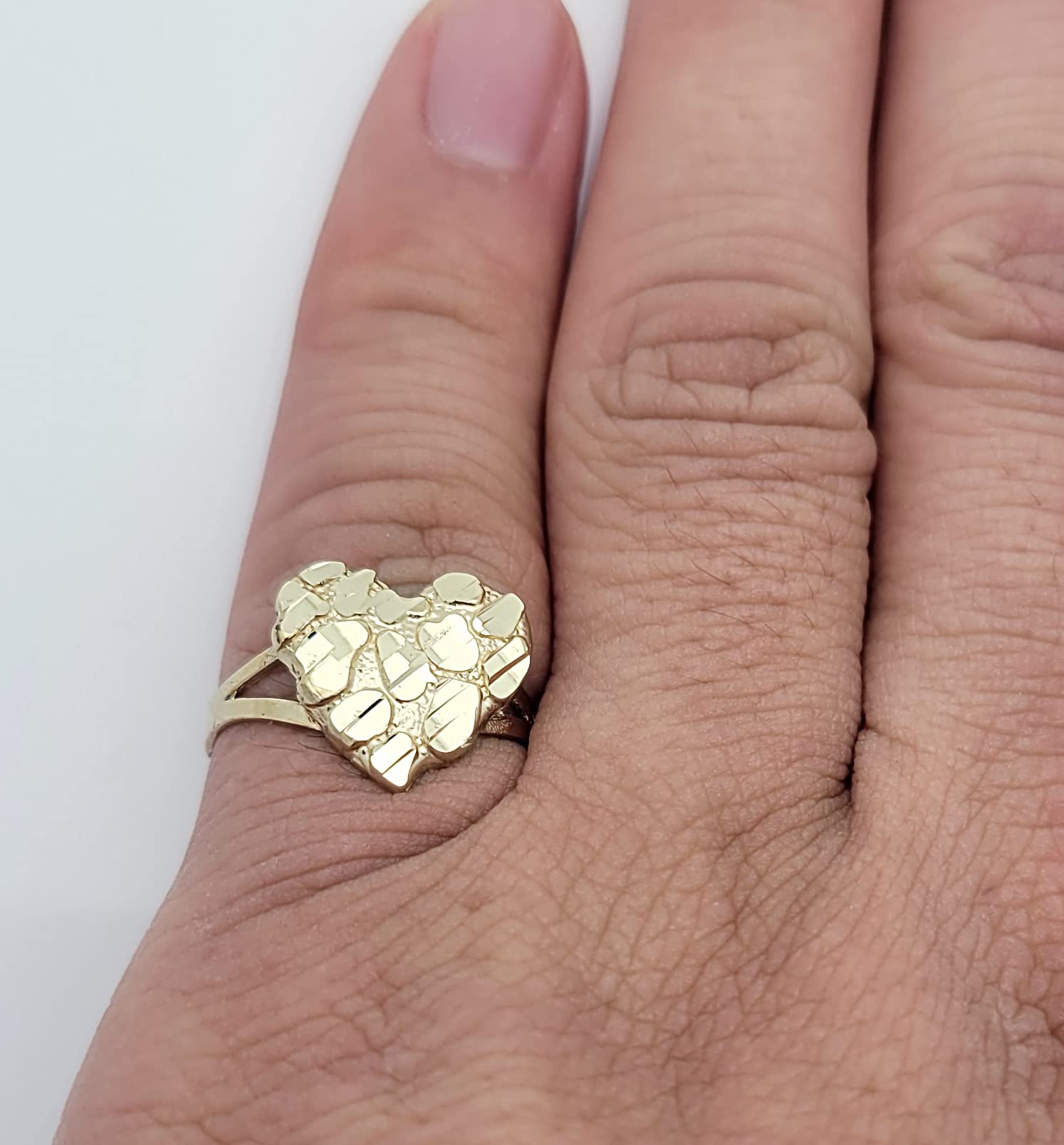 10K Solid Gold Heart Nugget Ring for Women - Elegant & Durable Jewelry Gift for Valentine's Day, Anniversary or Special Occasions