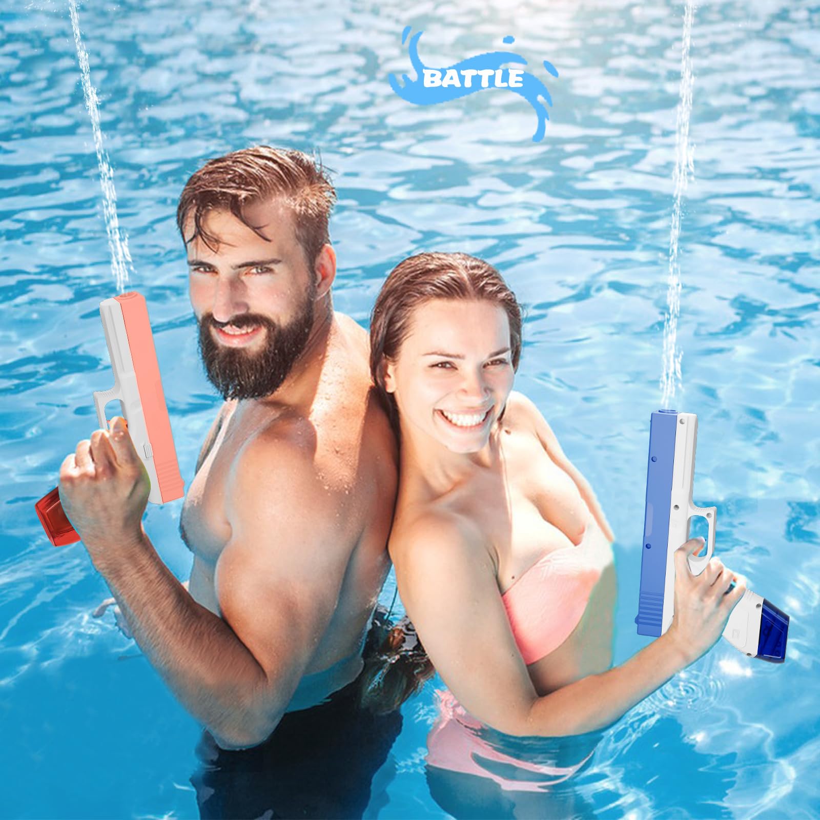 2 Pack Ladybug Water Gun Toys for Kids - Summer Outdoor Water Squirt Guns for Pool, Beach, Backyard Fun - Non-Electric Water Play with 4 x 50cc Water Inlets - Perfect for Birthday Parties, Water Fights, and Outdoor Activities