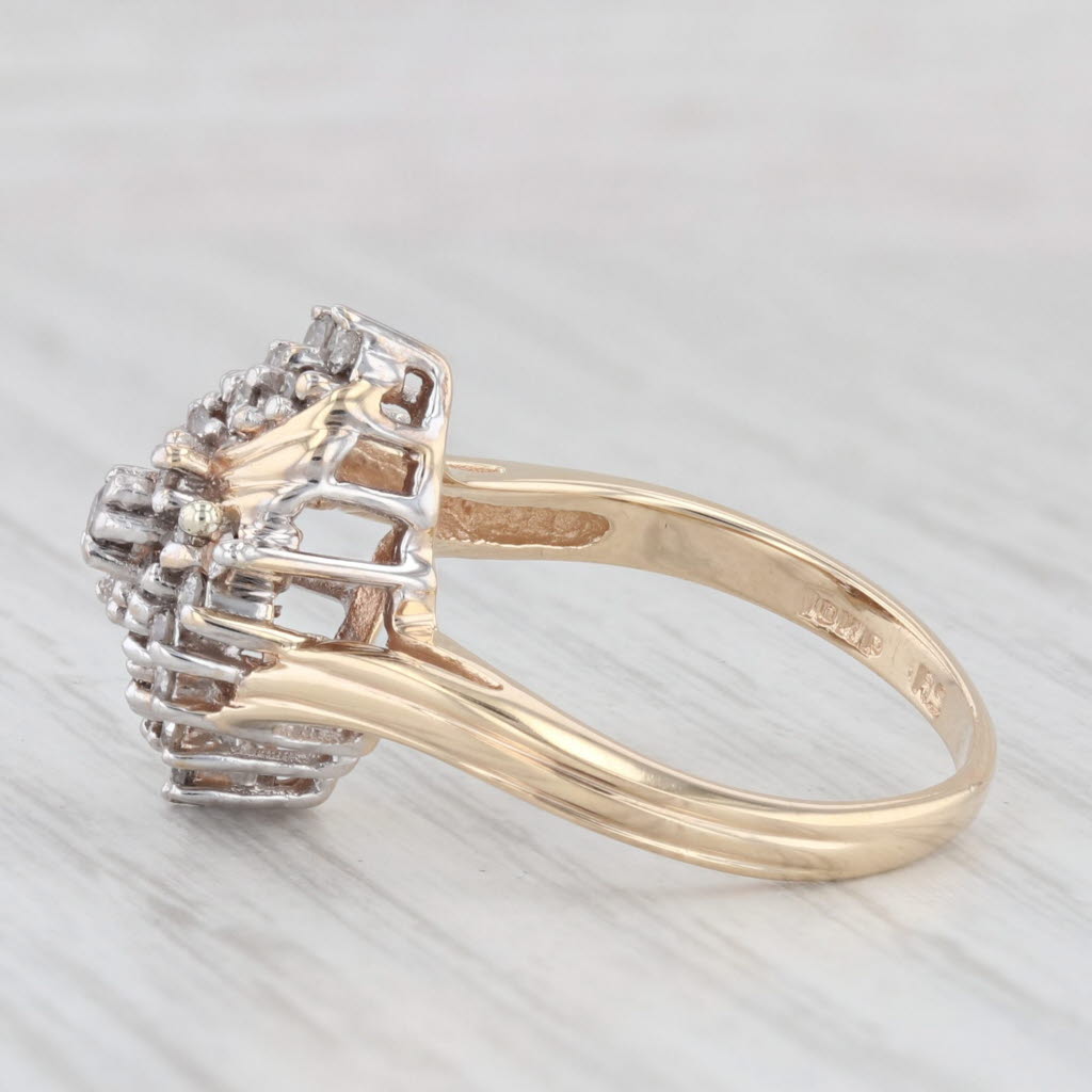 0.44ctw Diamond Cluster Ring in 10k Yellow Gold - Size 7.25 - Elegant Wedding Band, Anniversary Gift for Her, Perfect for Engagements & Special Occasions