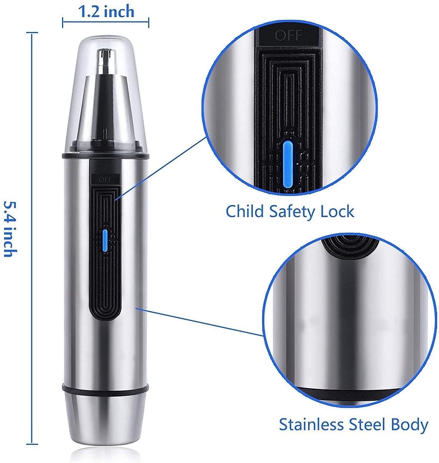 Men's Nose & Ear Hair Trimmer with Vacuum Cleaning System - Wet/Dry USB Rechargeable Grooming Kit for Personal Care at Home or Travel