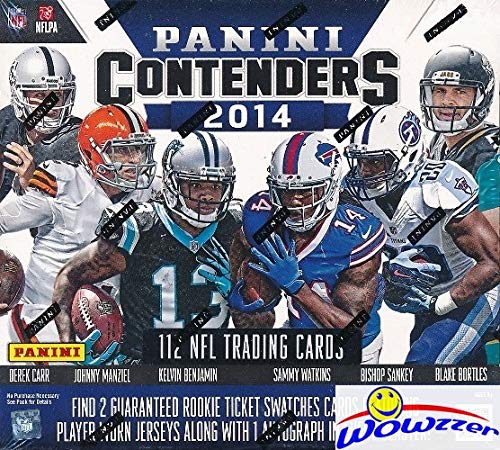 2014 Panini Contenders Football Factory Sealed SUPER Box - 3 Autographs or Memorabilia Cards + 112 Cards | Featuring Rookie Cards & Autographs of Jimmy Garoppolo, Odell Beckham Jr., Derek Carr | Perfect for NFL Collectors, Fantasy Football Fans & Sports Memorabilia Enthusiasts