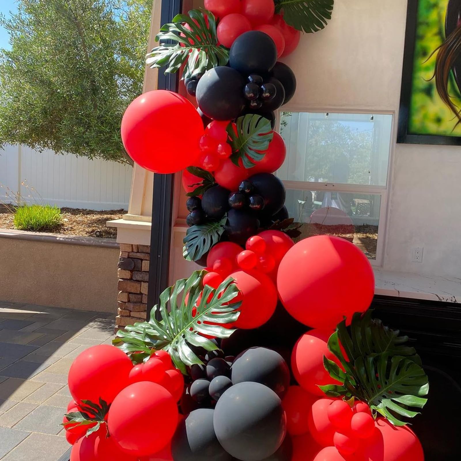 Red and Black Balloons Garland Arch Kit - 134pcs Graduation Birthday Party Decorations with Various Sizes - Perfect for Anniversary, BBQ, Casino Night, New Year Celebrations & Special Events
