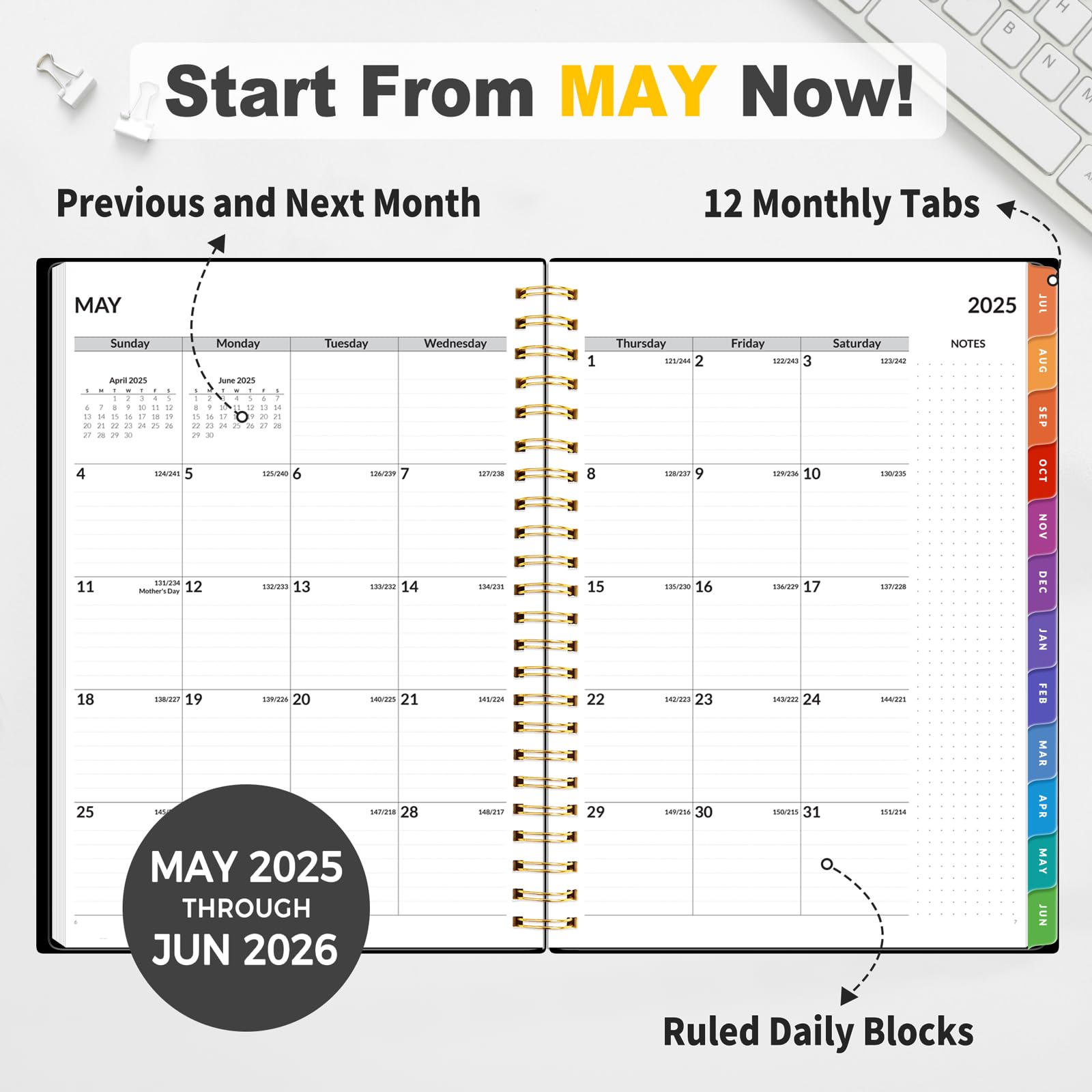 SUNEE 2025-2026 Academic Planner - Weekly & Monthly Organizer from July 2025 to June 2026, 6.4