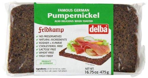 Feldkamp Pumpernickel Bread - 17.6oz (500g) Whole Grain German Dark Rye Bread - Perfect for Sandwiches, Toast & Healthy Snacks