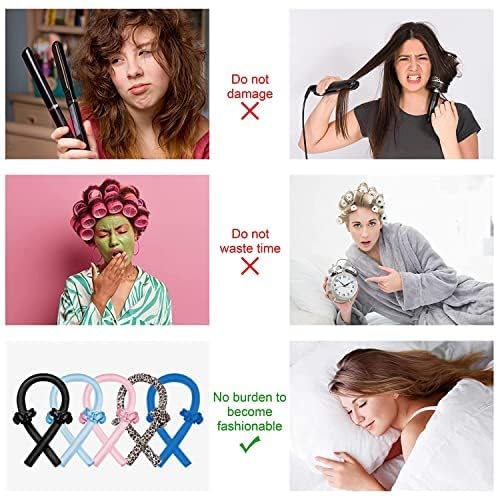 APOEM Heatless Curling Rod Headband - No Heat Hair Curlers for Overnight Curls with Hair Clips & Scrunchie | Silk Ribbon Hair Rollers Sleeping Curl Styling Kit (Gemstone Blue) | Perfect for Bedtime Styling, Salon-Quality Waves Without Damage