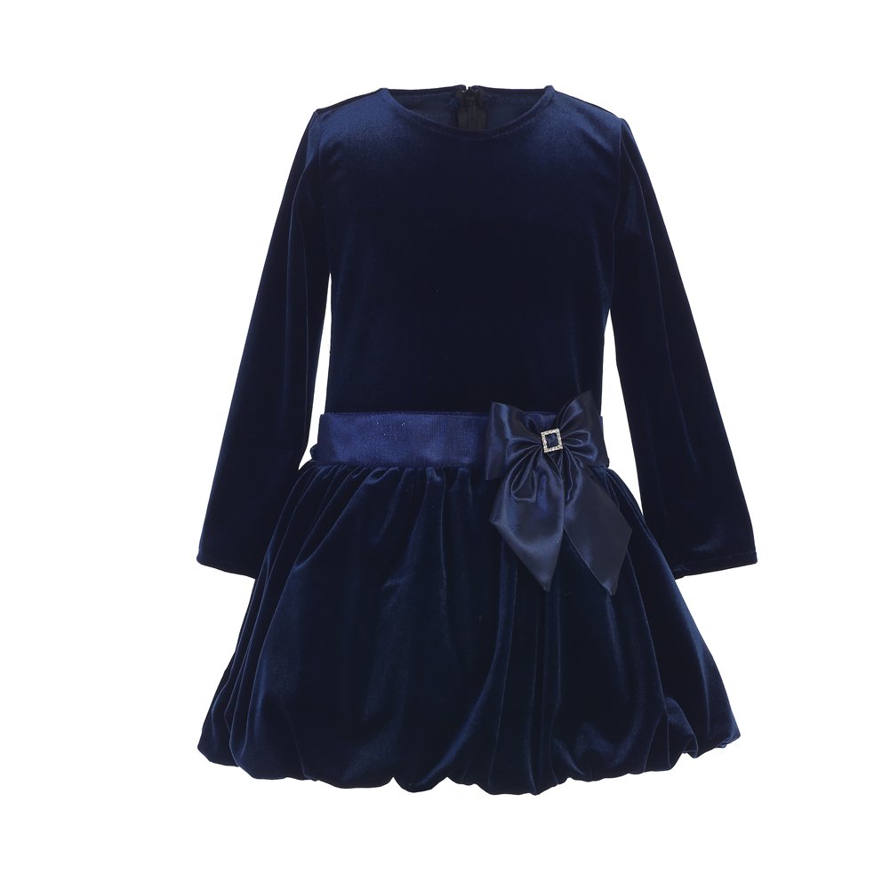 Girls Holiday Fall Christmas Stretch Velvet Bubble Dress - Elegant Party Outfit for Special Occasions, Family Gatherings & Festive Celebrations