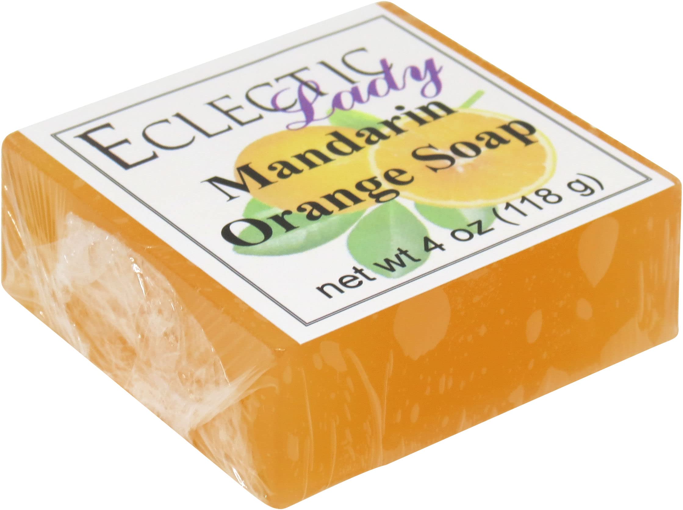 Eclectic Lady Mandarin Orange Glycerin Soap - 4 oz Moisturizing Bar for Dry Skin | Natural Handmade Soap for Bath, Shower & Gift Giving