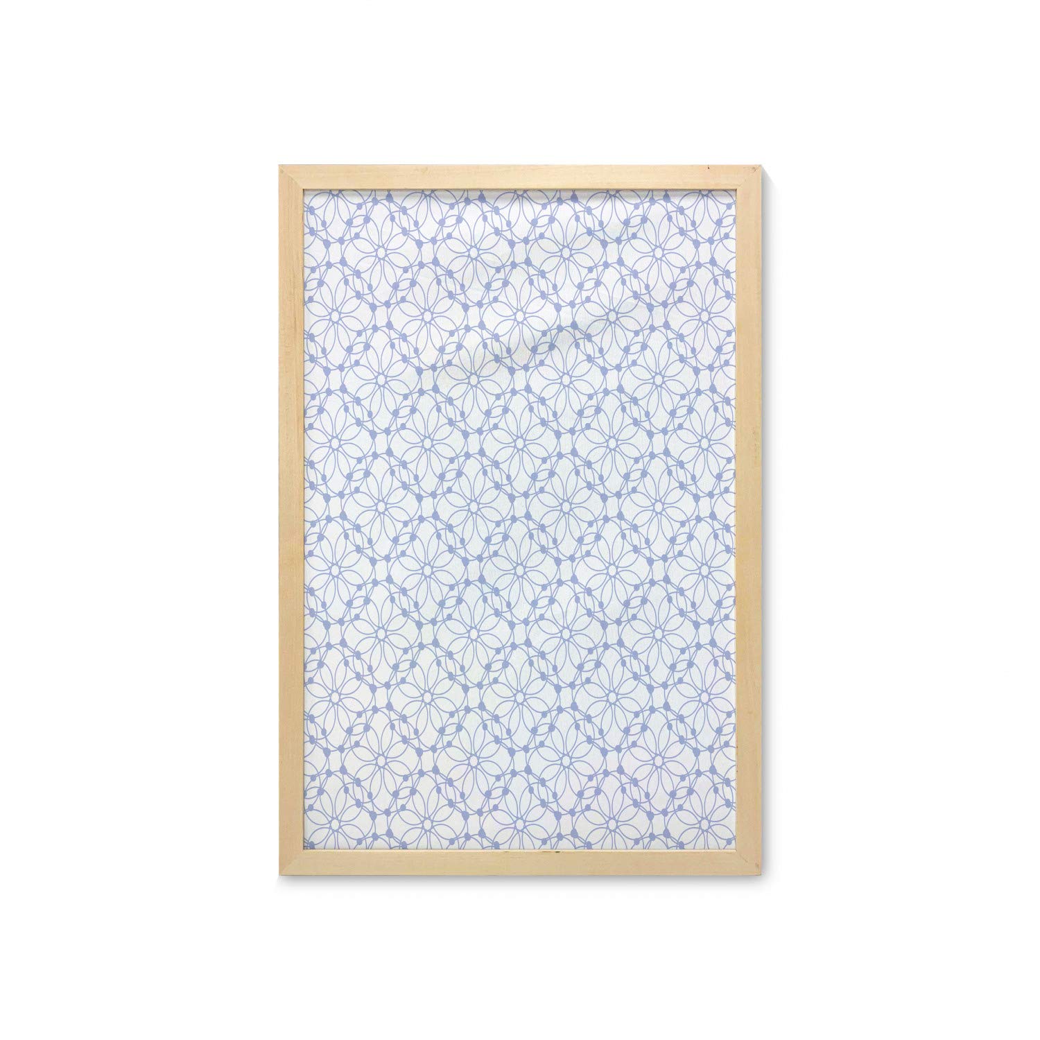 Ambesonne Abstract Floral Wall Art with Frame - Geometric Pattern Printed Fabric Poster for Bathroom, Living Room & Dorm Decor - 23x35 Inches White & Ceil Blue - Perfect for Modern Home, Office & Bedroom Wall Decoration