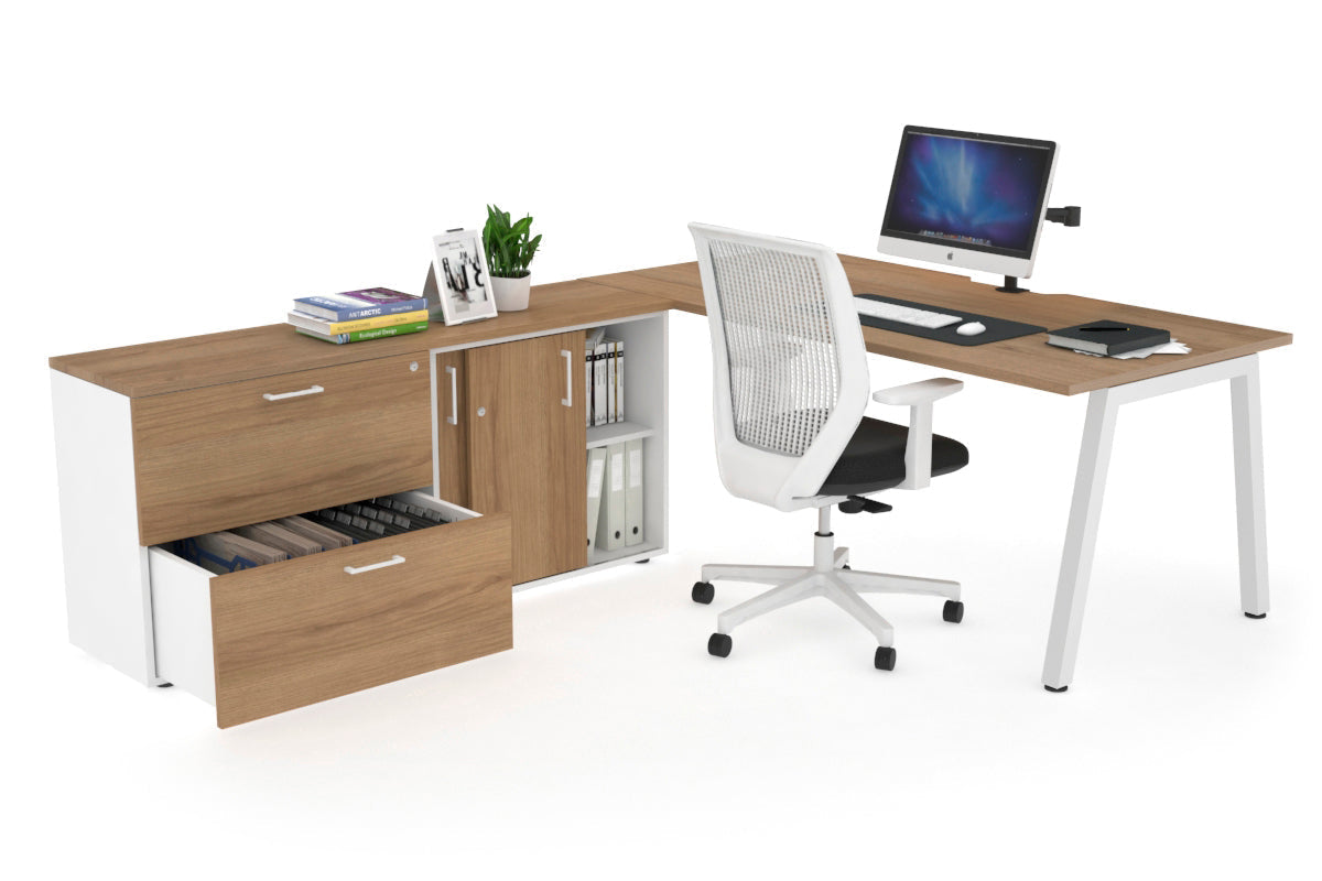 Quadro A Executive White Frame Office Chair [1600L x 800W with Cable Scallop] - Premium Ergonomic Seating for Home Office & Conference Rooms