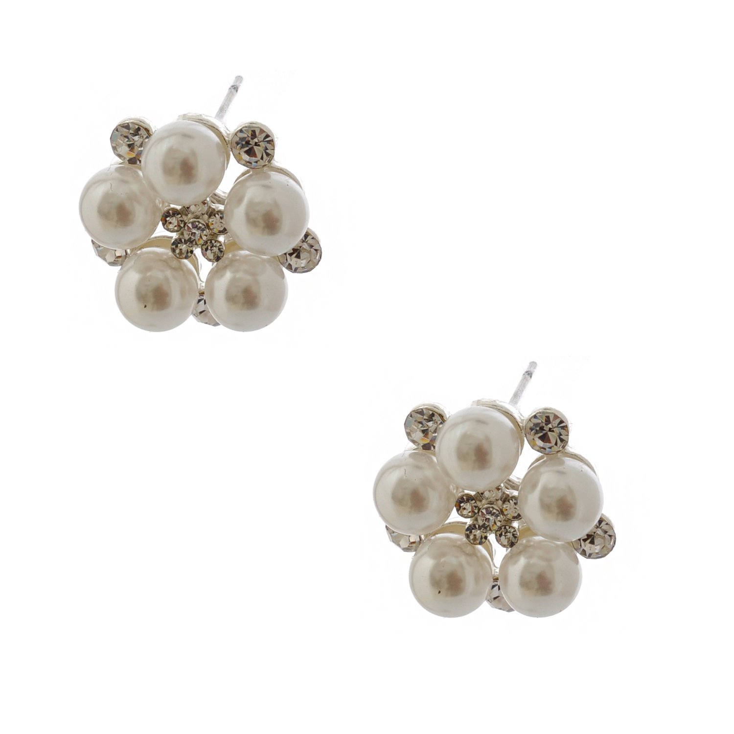 Elegant Silver White Pearl Flower Earrings for Women - Perfect for Weddings, Parties & Special Occasions