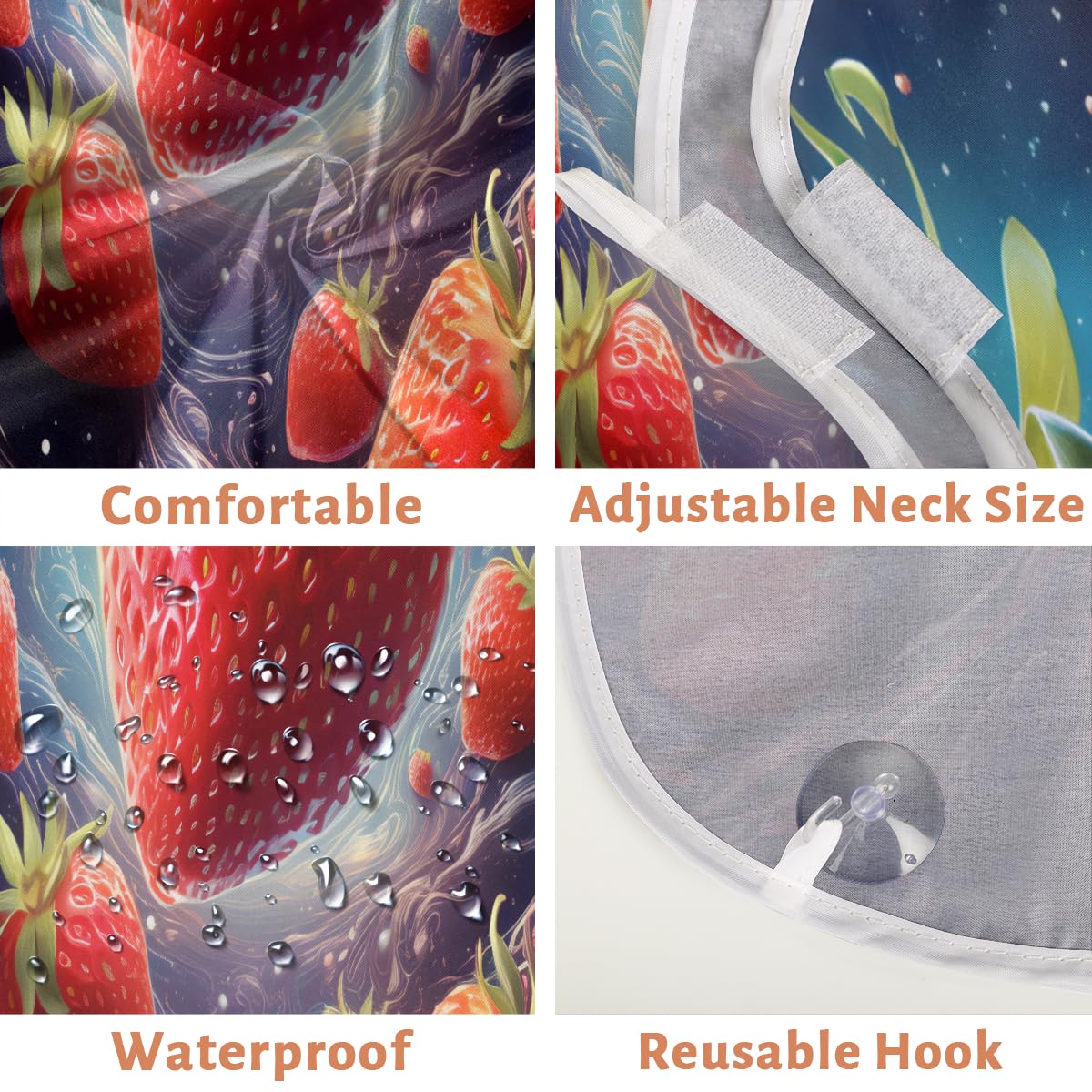 Stylish Strawberry Print Shaving Bib for Men - Waterproof Beard Trimming Apron, Hair Dye Cape & Makeup Artist Accessory - Perfect for Barbershops, Home Grooming & Salon Use