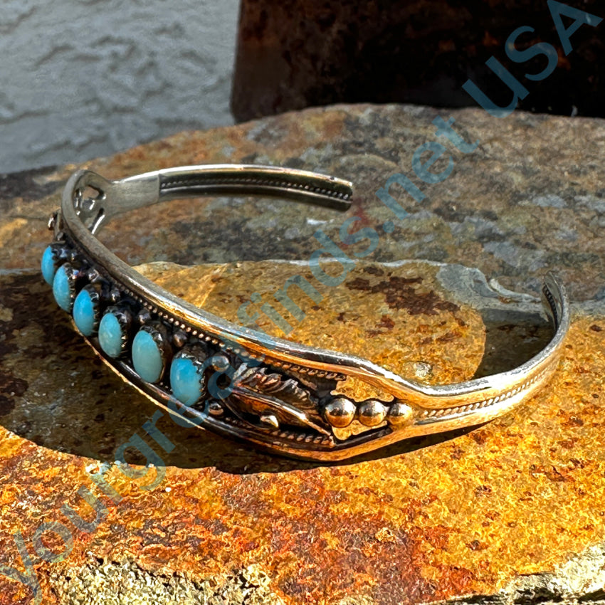 Authentic Sterling Silver Navajo Turquoise Row Bracelet for Women | Handmade Native American Jewelry | Perfect for Boho, Western & Everyday Wear