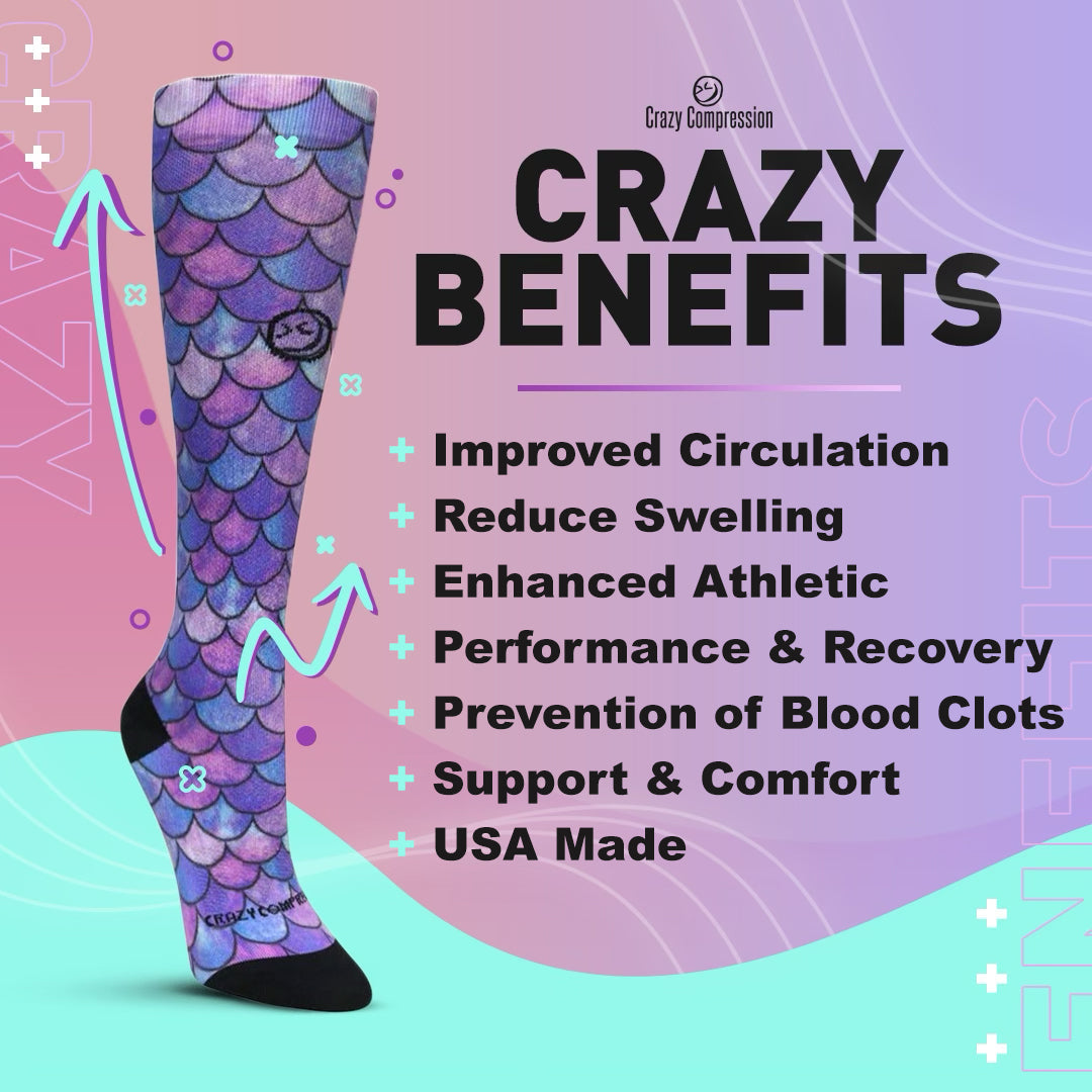 Active Mermaid Purple Leggings - Standard & Extra Wide Fit for Yoga, Running & Workouts