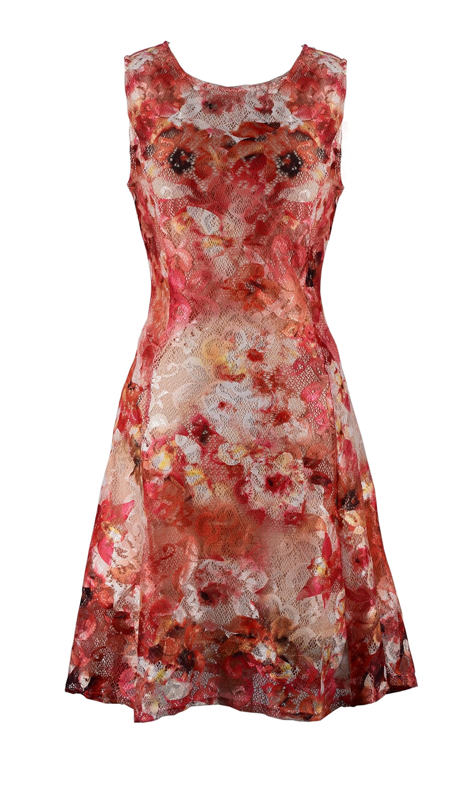 Elegant Women's Sleeveless Lace Floral Print Princess Seam Dress - Perfect for Summer Weddings, Garden Parties & Special Occasions