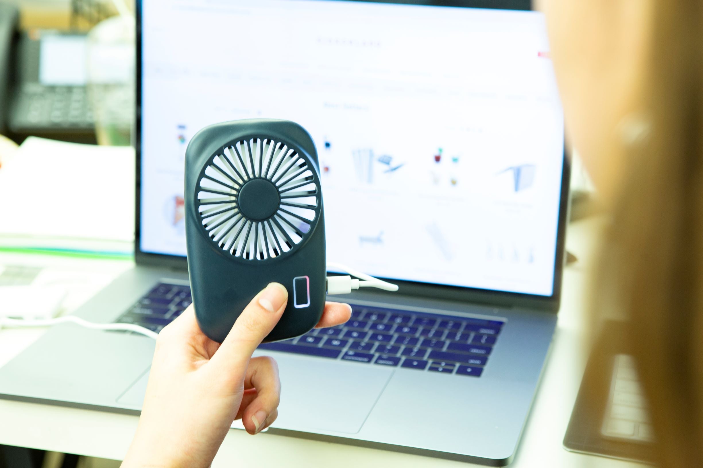 Blue Pocket Tornado - Portable Mini Fan for Travel, Office & Outdoor Use - USB Rechargeable Personal Cooling Fan - Perfect for Camping, Hiking & Summer Activities