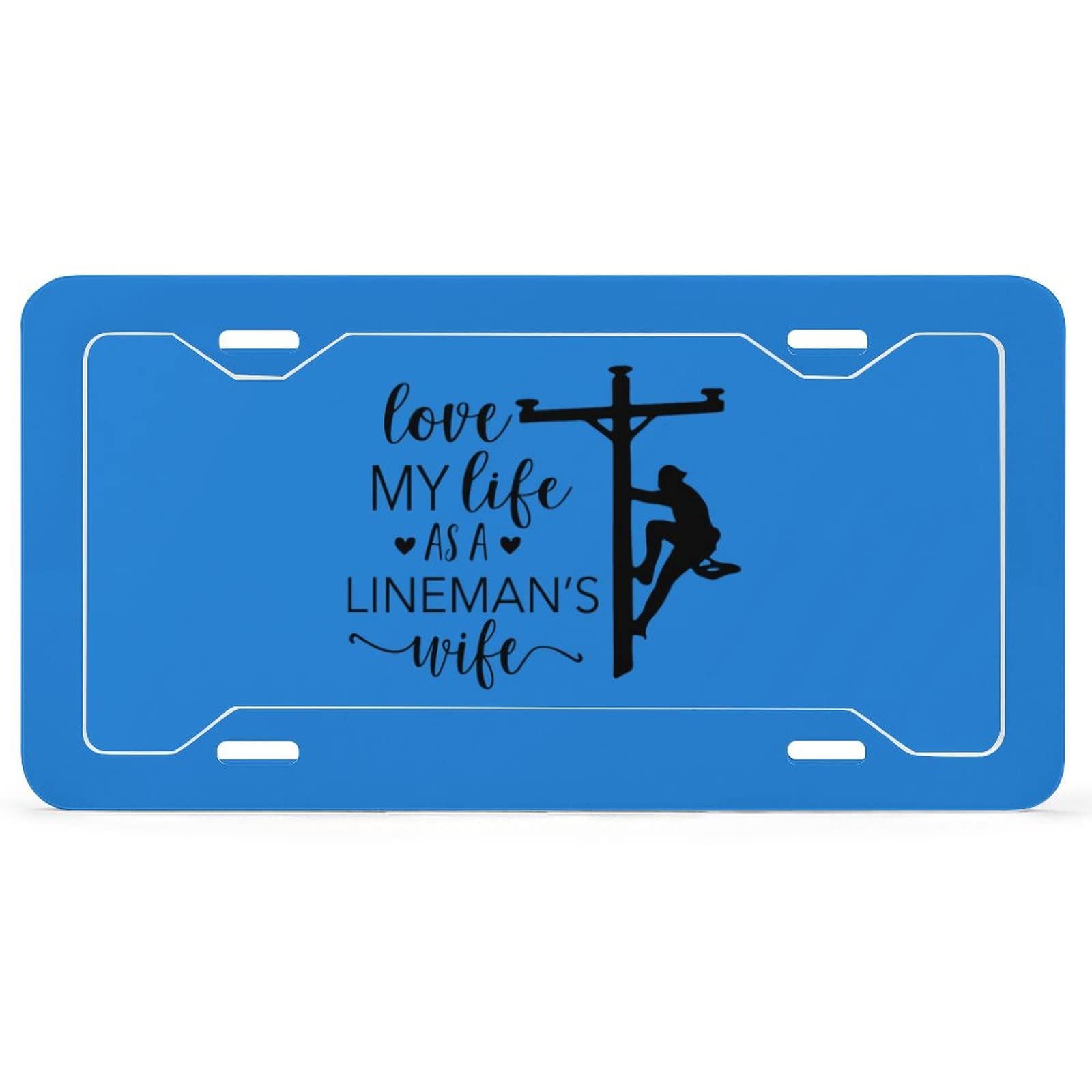 Funny Lineman Wife Aluminum License Plate Cover - Durable Car Tag Holder with 4 Holes & Screws - Perfect for Electricians, Truck Drivers & Blue-Collar Workers