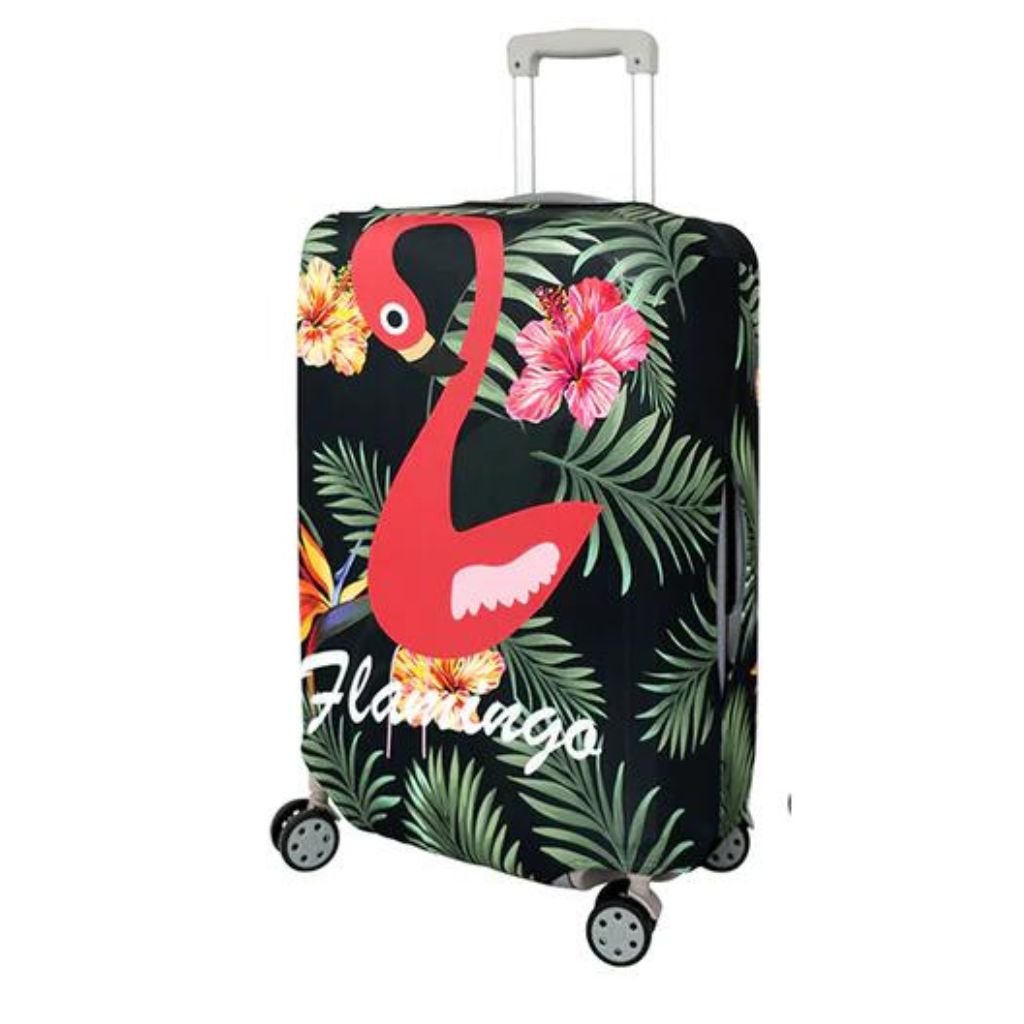 Waterproof Luggage Cover for Medium Spinners (60cm-70cm) - Flamingo Print - Universal Fit for Travel Suitcases, Durable & Stylish Protection for Airports & Vacations
