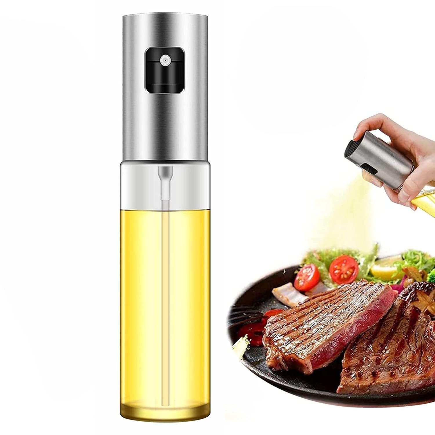 Prostuff.in® 100ml Transparent Glass Oil Spray Bottle - Dosa Oil Sprayer, Vinegar Dispenser, Cooking & Salad Dressing Bottle for Kitchen, BBQ, Baking - Leak-Proof ABS Cap (Perfect for Home Cooking & Restaurant Use)