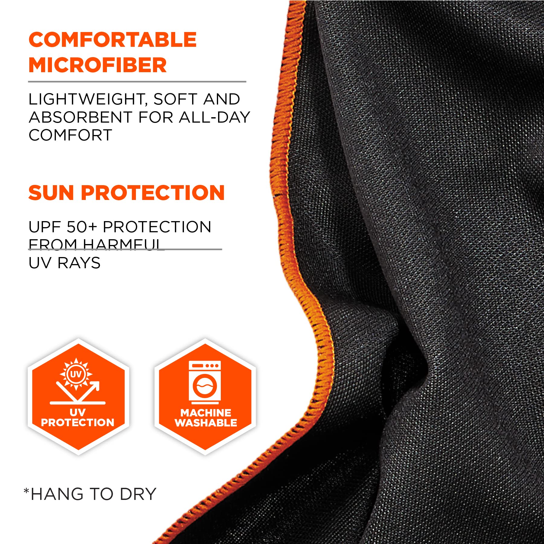 Ergodyne Chill Its 6602MF Cooling Towel - Soft Microfiber, UPF 50+ Sun Protection, 41